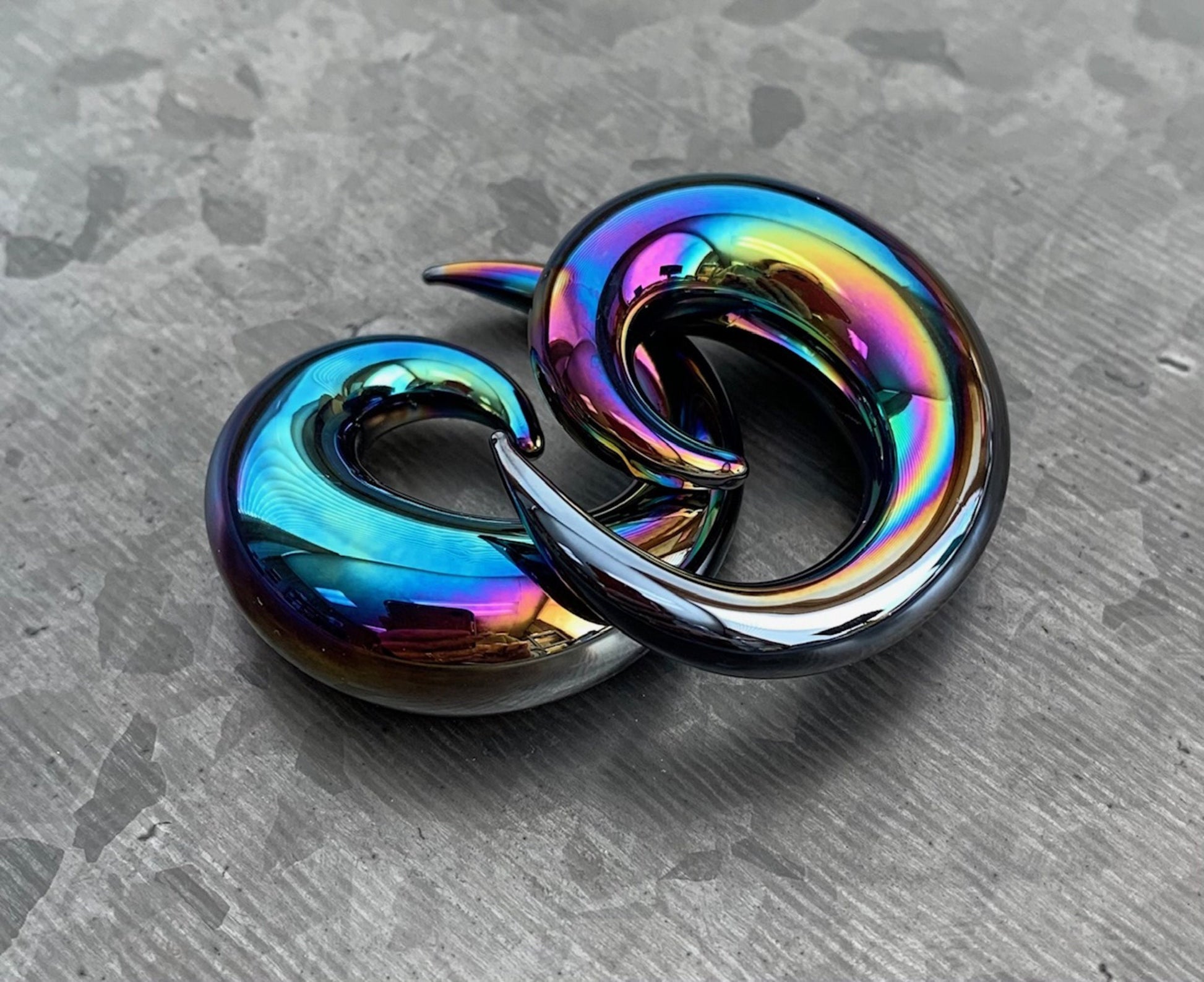 PAIR of Stunning Black Lucifer Glass Spiral Taper Plugs - Expanders Gauges 8g (3mm) thru 5/8" (16mm) available!