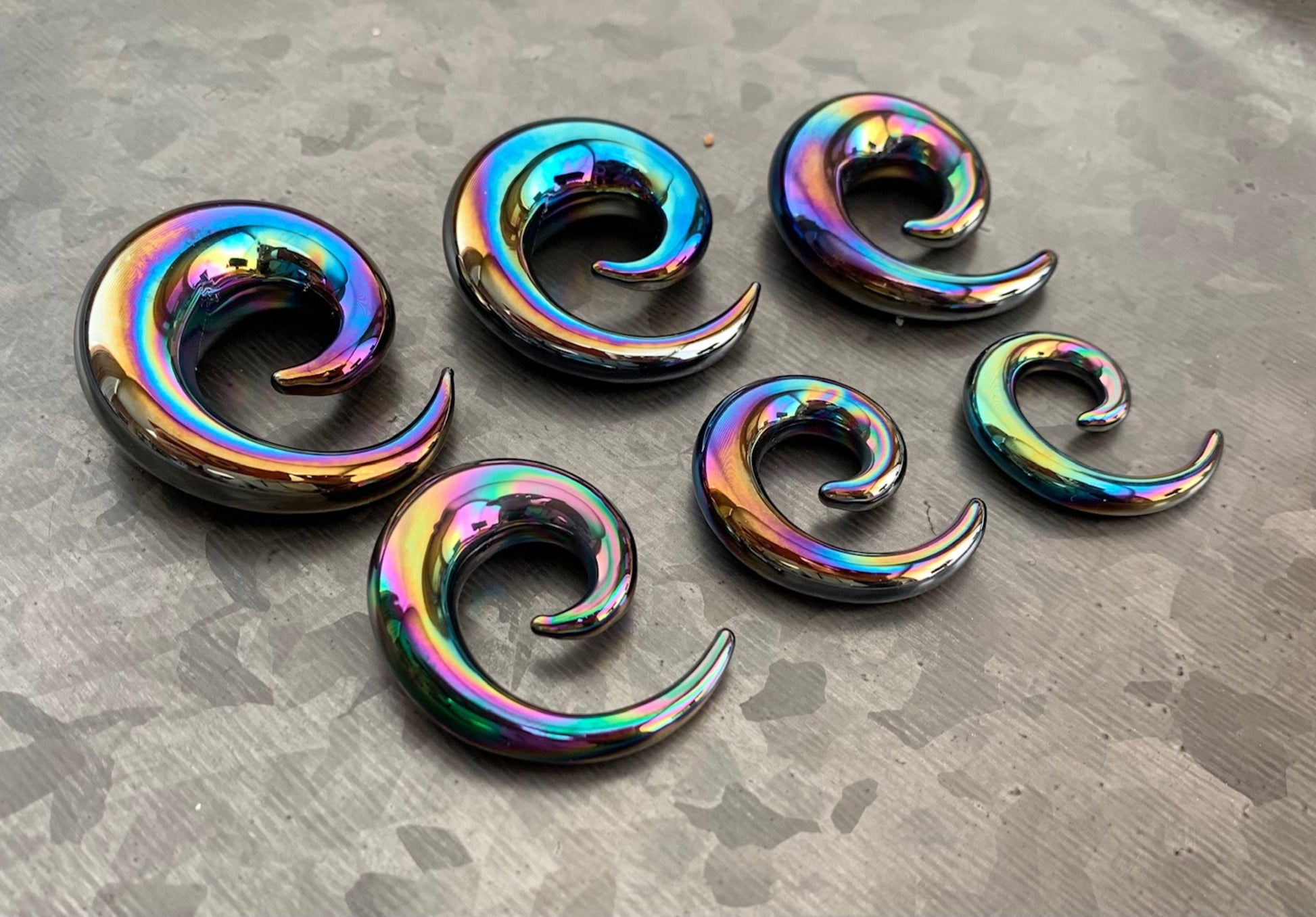 PAIR of Stunning Black Lucifer Glass Spiral Taper Plugs - Expanders Gauges 8g (3mm) thru 5/8" (16mm) available!