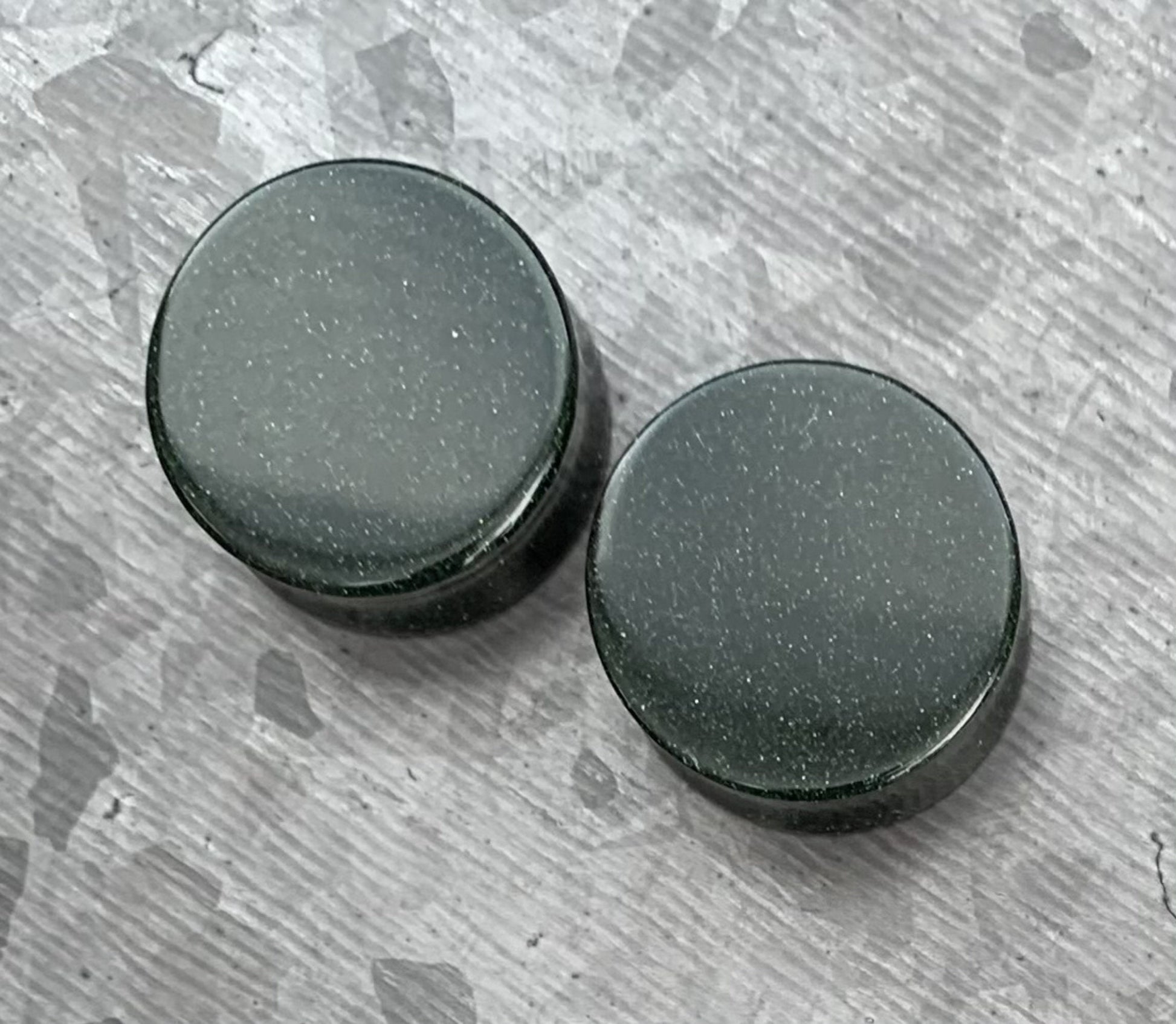 PAIR of Beautiful Green Goldstone Stone Sandstone Plugs/Tunnels - Gauges 8g (3.2mm) up to 1" (25mm) available!!