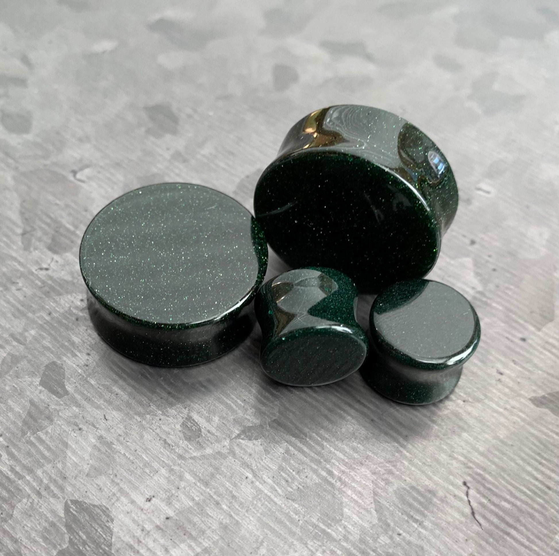 PAIR of Beautiful Green Goldstone Stone Sandstone Plugs/Tunnels - Gauges 8g (3.2mm) up to 1" (25mm) available!!