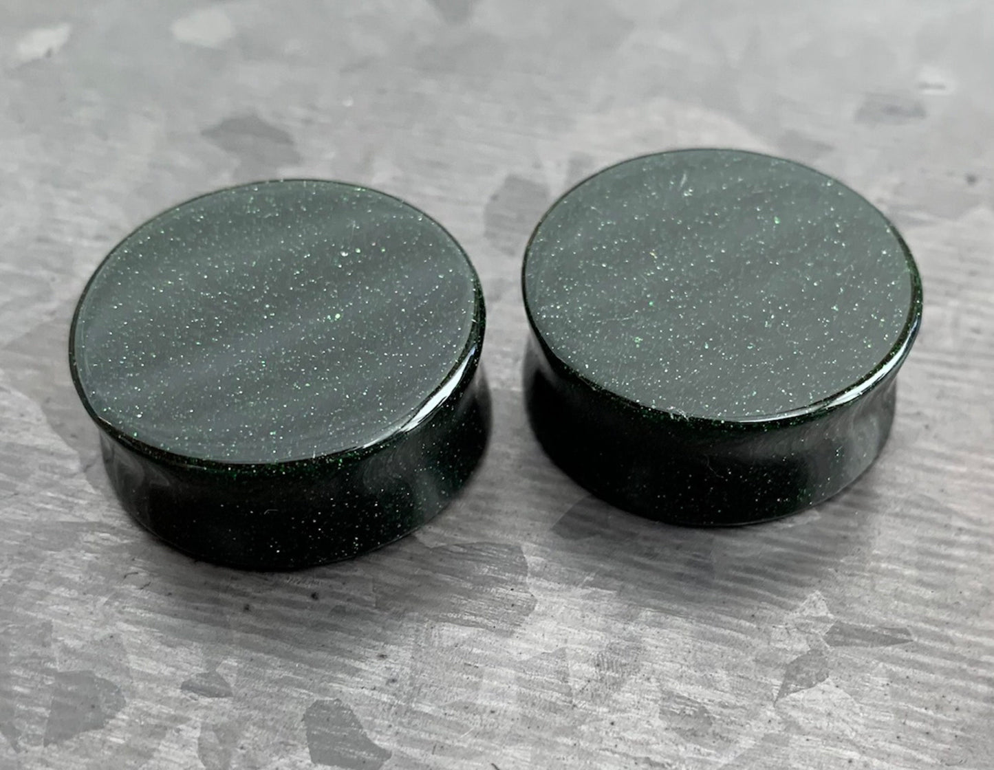 PAIR of Beautiful Green Goldstone Stone Sandstone Plugs/Tunnels - Gauges 8g (3.2mm) up to 1" (25mm) available!!