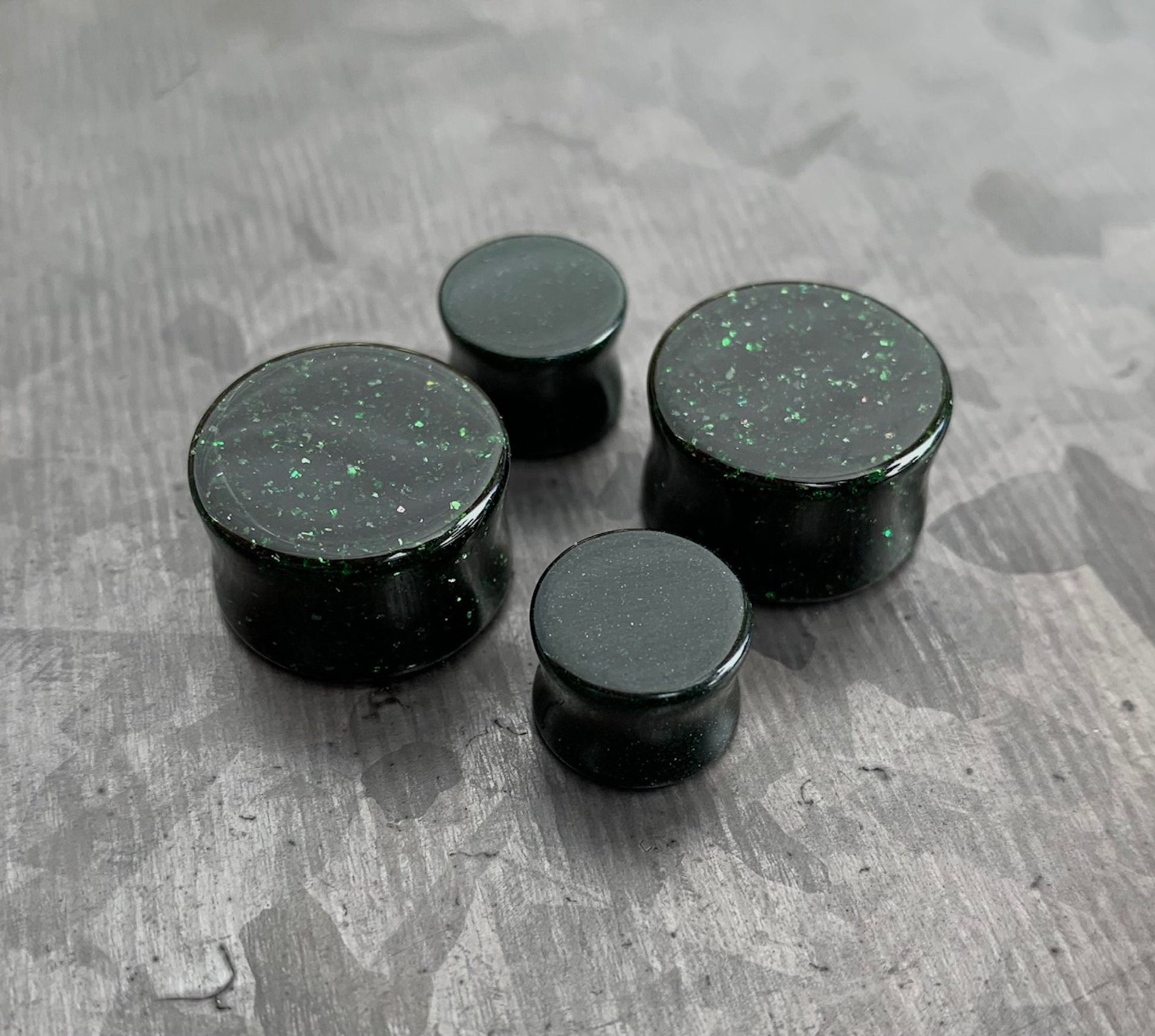 PAIR of Beautiful Green Goldstone Stone Sandstone Plugs/Tunnels - Gauges 8g (3.2mm) up to 1" (25mm) available!!