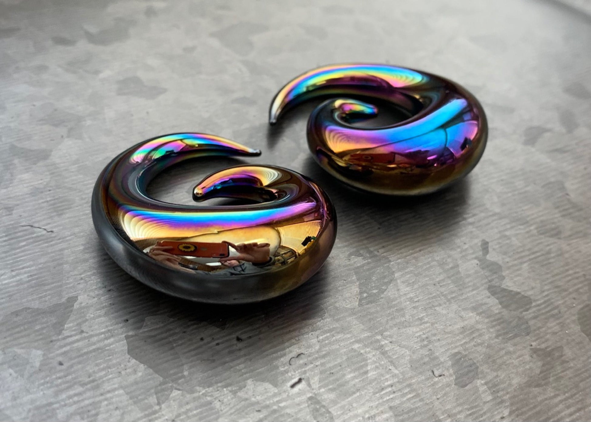 PAIR of Stunning Black Lucifer Glass Spiral Taper Plugs - Expanders Gauges 8g (3mm) thru 5/8" (16mm) available!