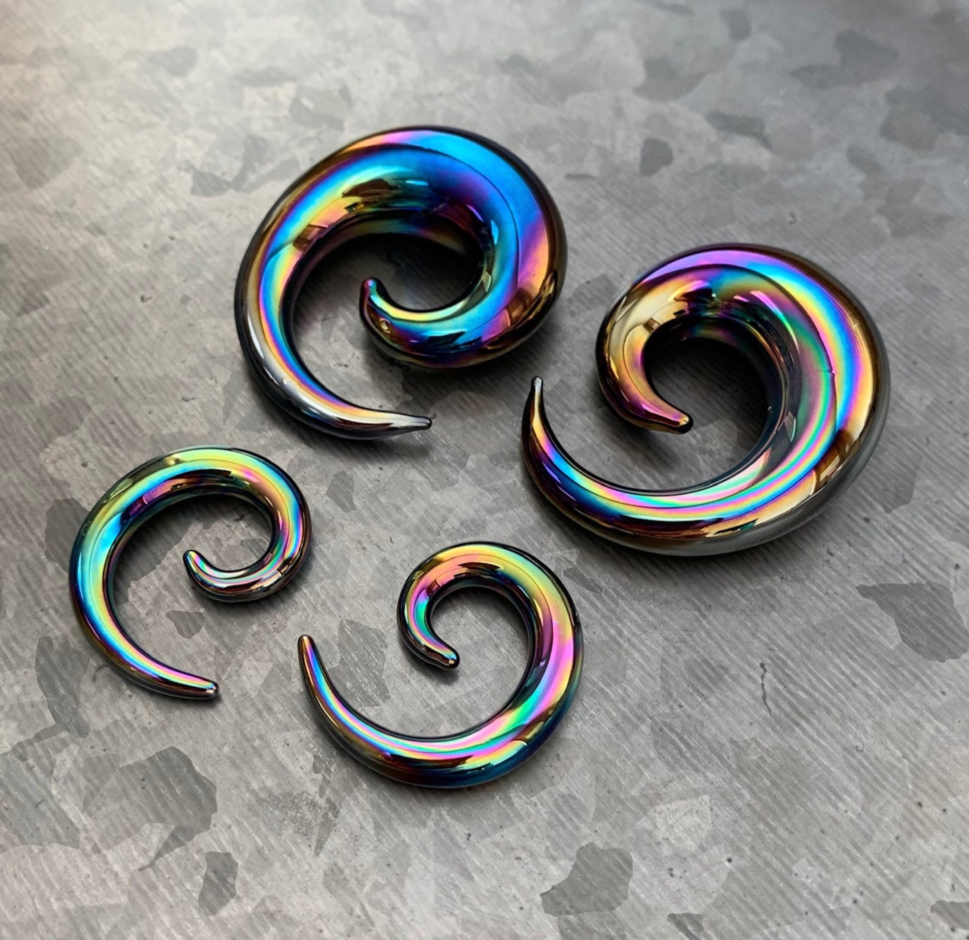 PAIR of Stunning Black Lucifer Glass Spiral Taper Plugs - Expanders Gauges 8g (3mm) thru 5/8" (16mm) available!