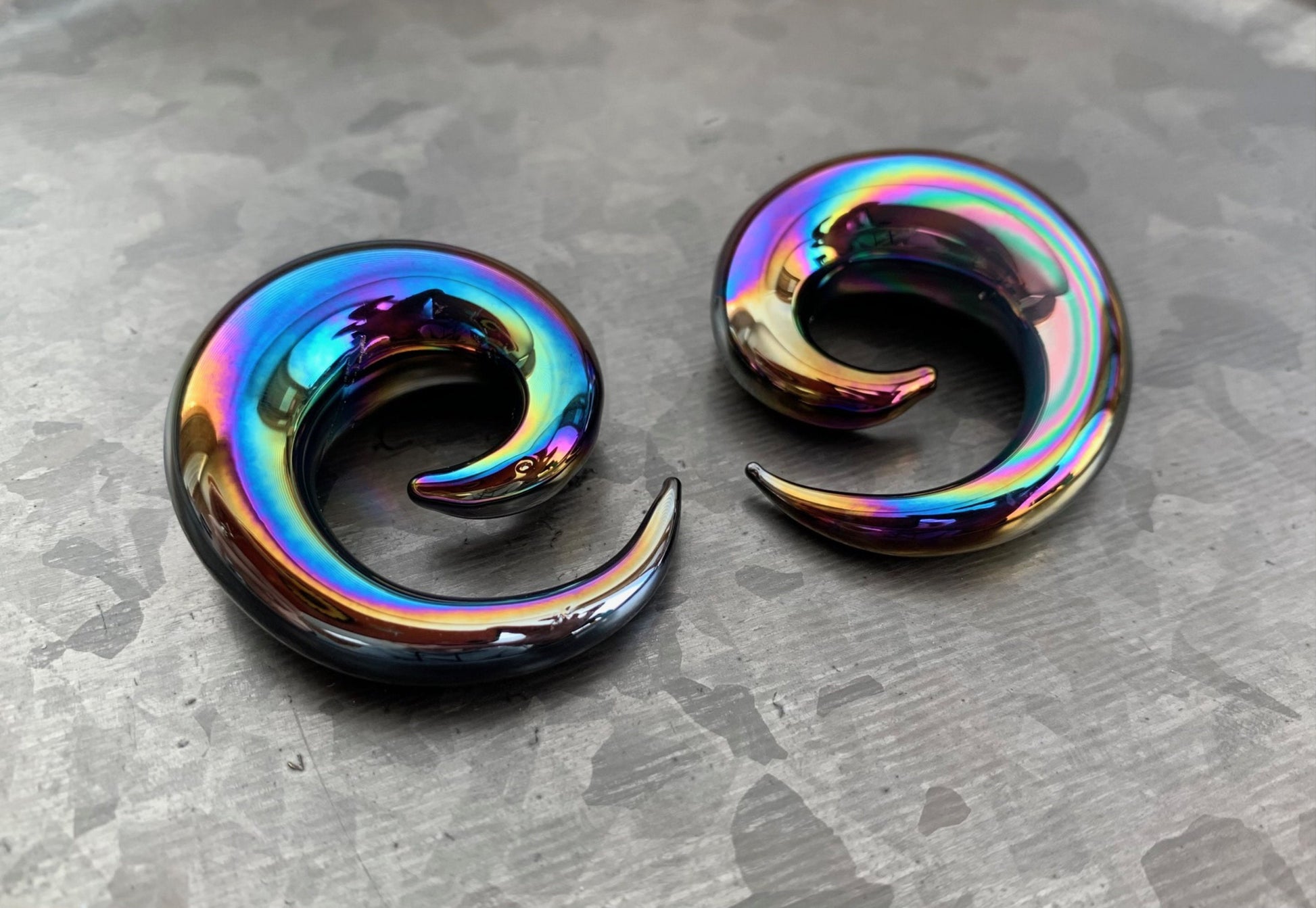 PAIR of Stunning Black Lucifer Glass Spiral Taper Plugs - Expanders Gauges 8g (3mm) thru 5/8" (16mm) available!