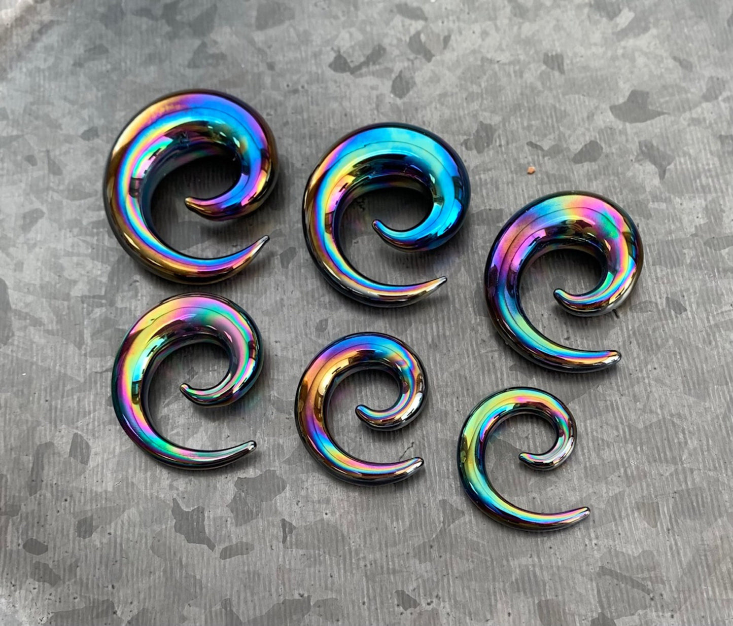 PAIR of Stunning Black Lucifer Glass Spiral Taper Plugs - Expanders Gauges 8g (3mm) thru 5/8" (16mm) available!