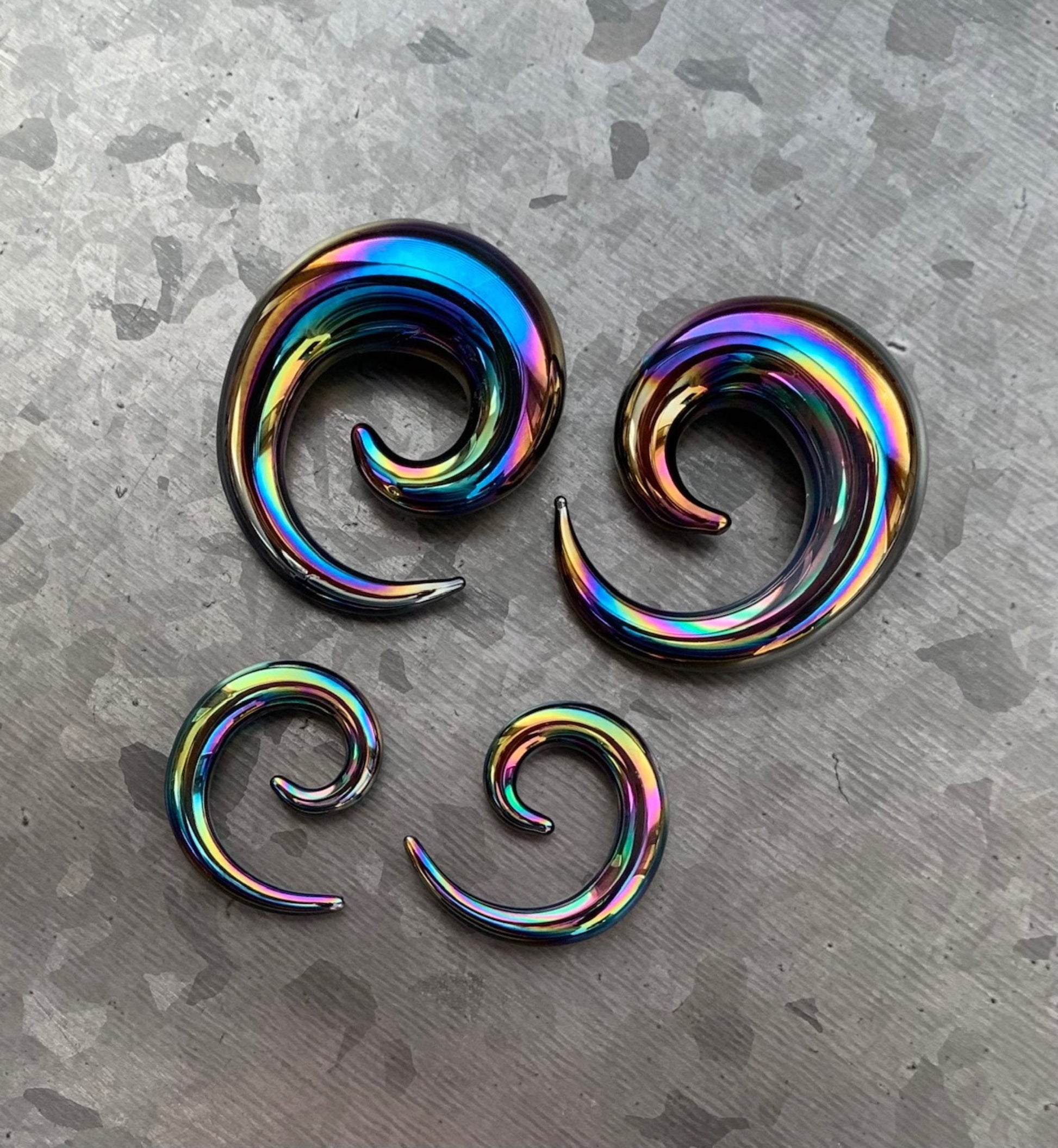 PAIR of Stunning Black Lucifer Glass Spiral Taper Plugs - Expanders Gauges 8g (3mm) thru 5/8" (16mm) available!