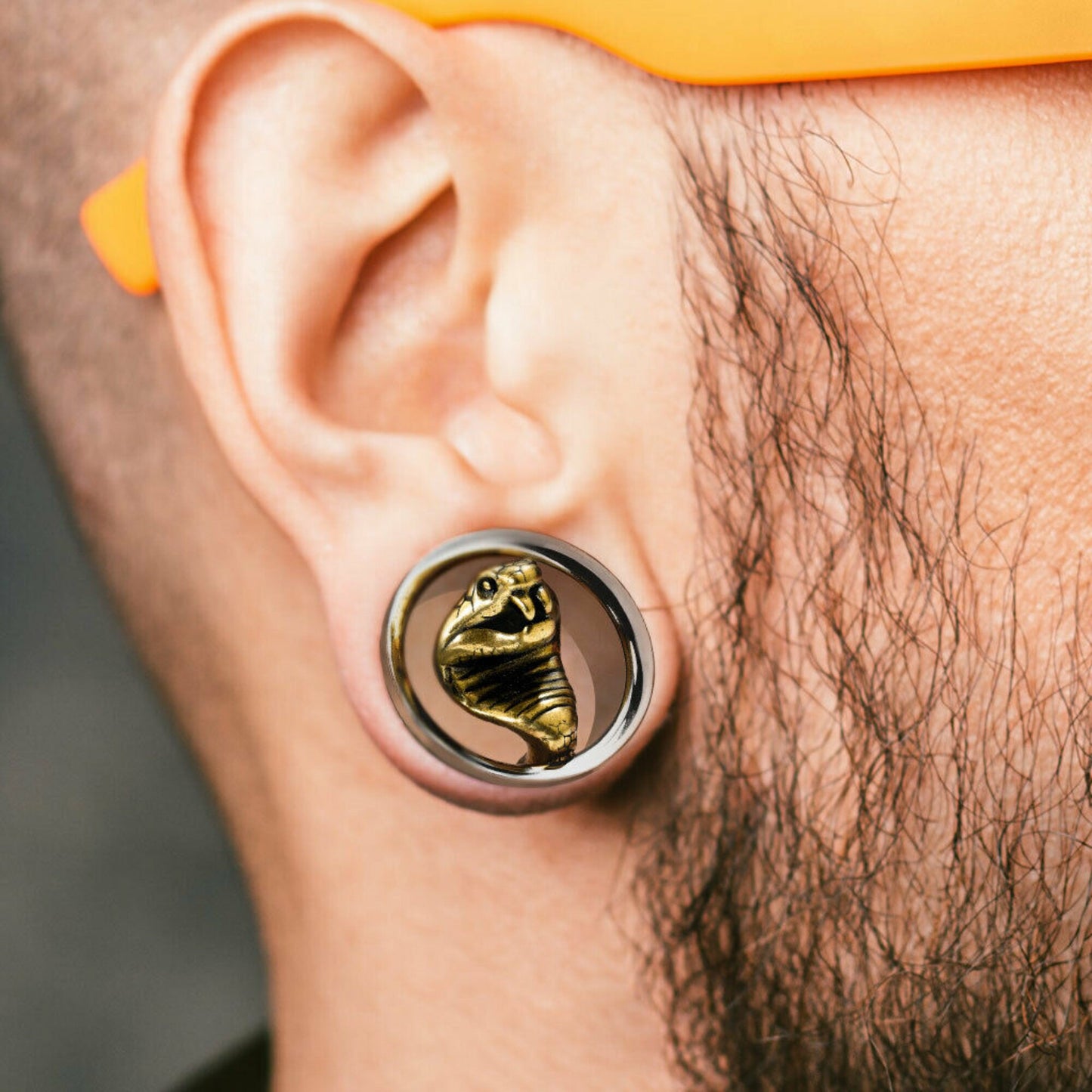 PAIR of Unique Gold Cobra Surgical Steel Screw Fit Tunnels/Plugs - Gauges 00g (10mm) up to 1" (25mm) available!