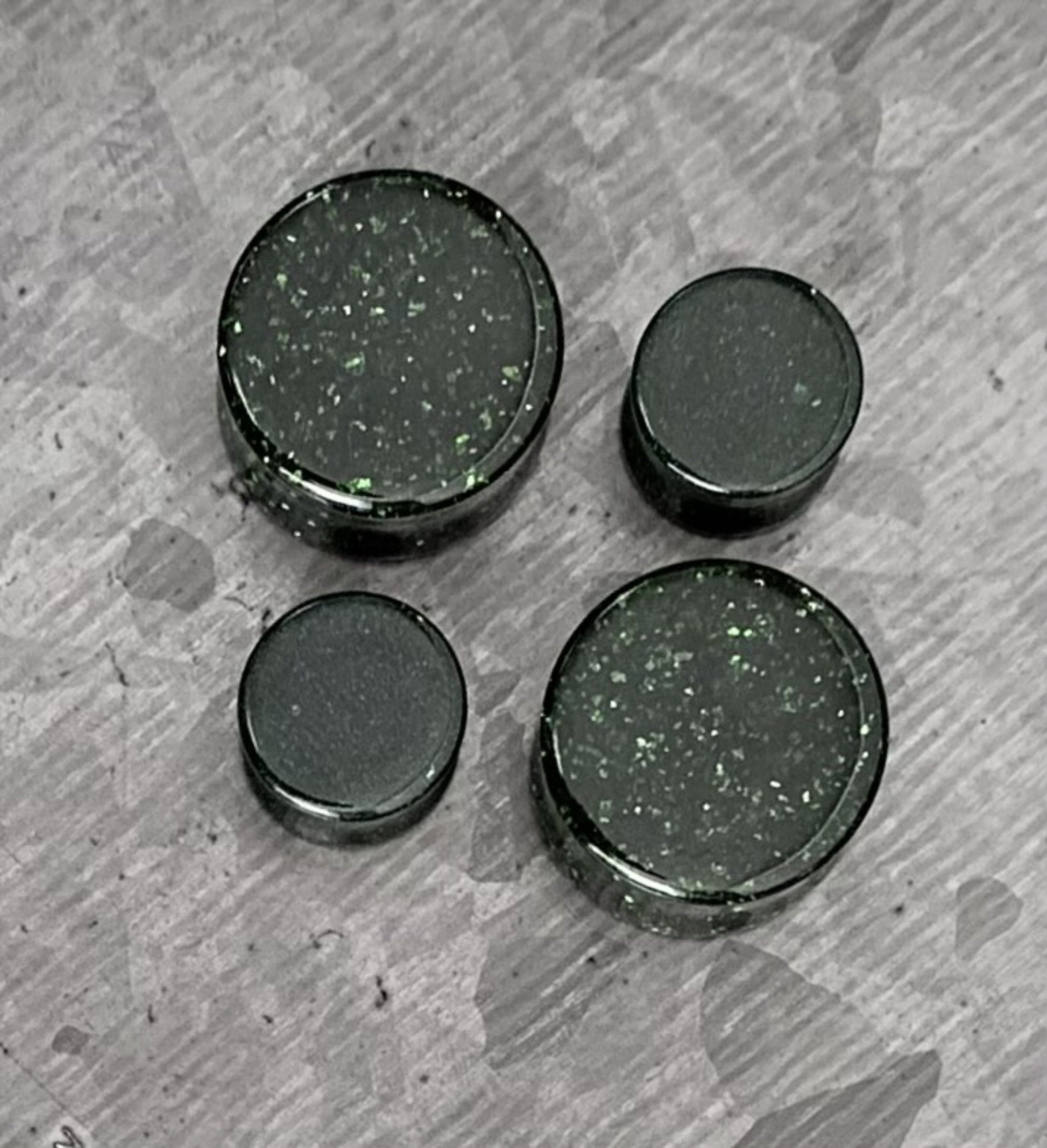 PAIR of Beautiful Green Goldstone Stone Sandstone Plugs/Tunnels - Gauges 8g (3.2mm) up to 1" (25mm) available!!