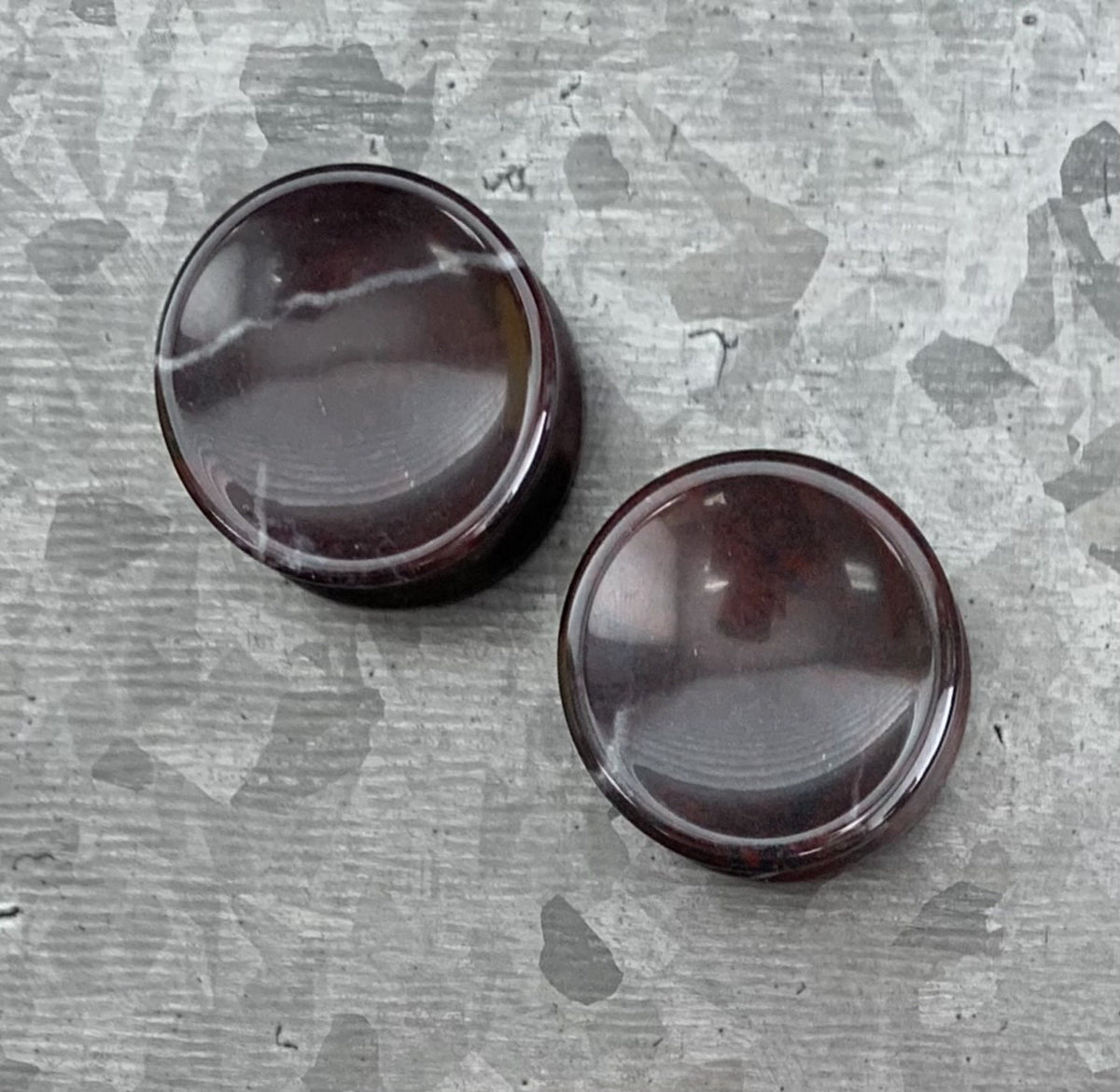 PAIR of Stunning Organic Concave Bloodstone Stone Double Flare Plugs - Gauges 2g (6mm) up to 1" (25mm) available!