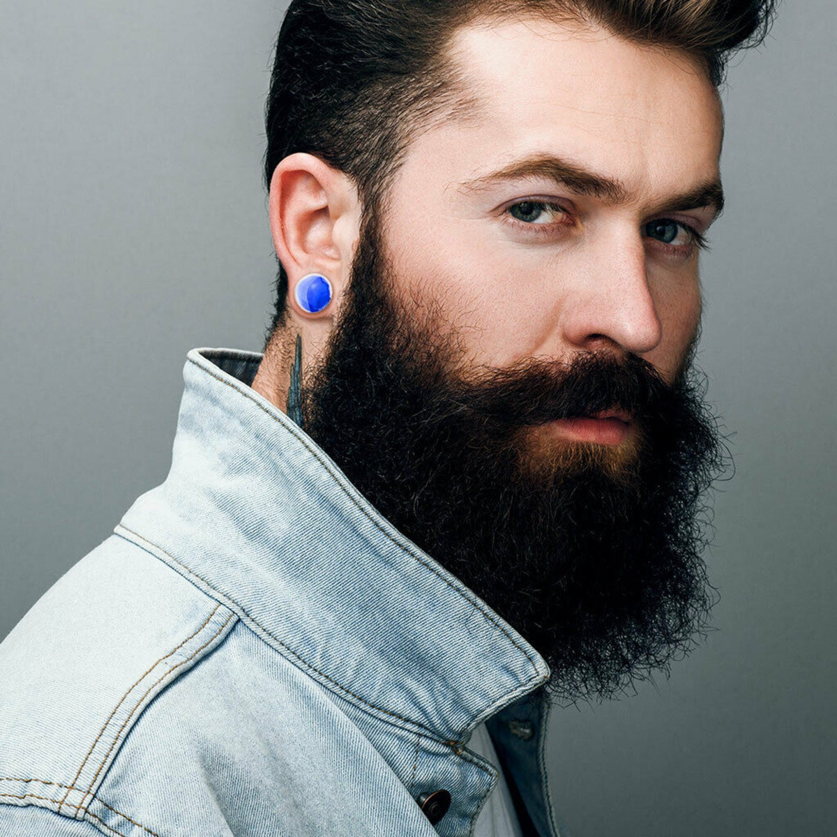 PAIR of Unique Single Flare Glass Plugs/Tunnels with O-Rings - Black, Blue or Red & Gauges 2g (6mm) through 1/2" (12mm) available!