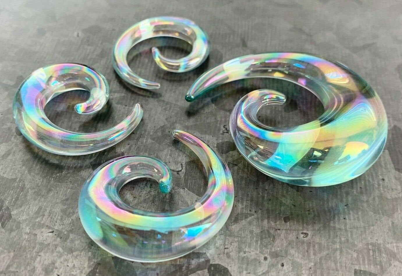 PAIR of Stunning Clear Lucifer Glass Spiral Taper Plugs - Expanders -  Gauges 8g (3mm) thru 5/8