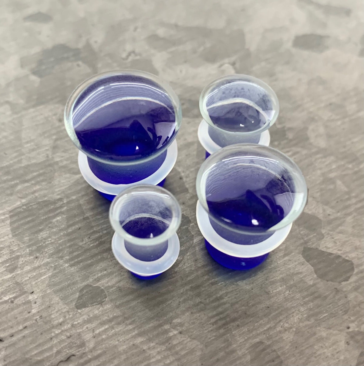 PAIR of Unique Single Flare Glass Plugs/Tunnels with O-Rings - Black, Blue or Red & Gauges 2g (6mm) through 1/2" (12mm) available!