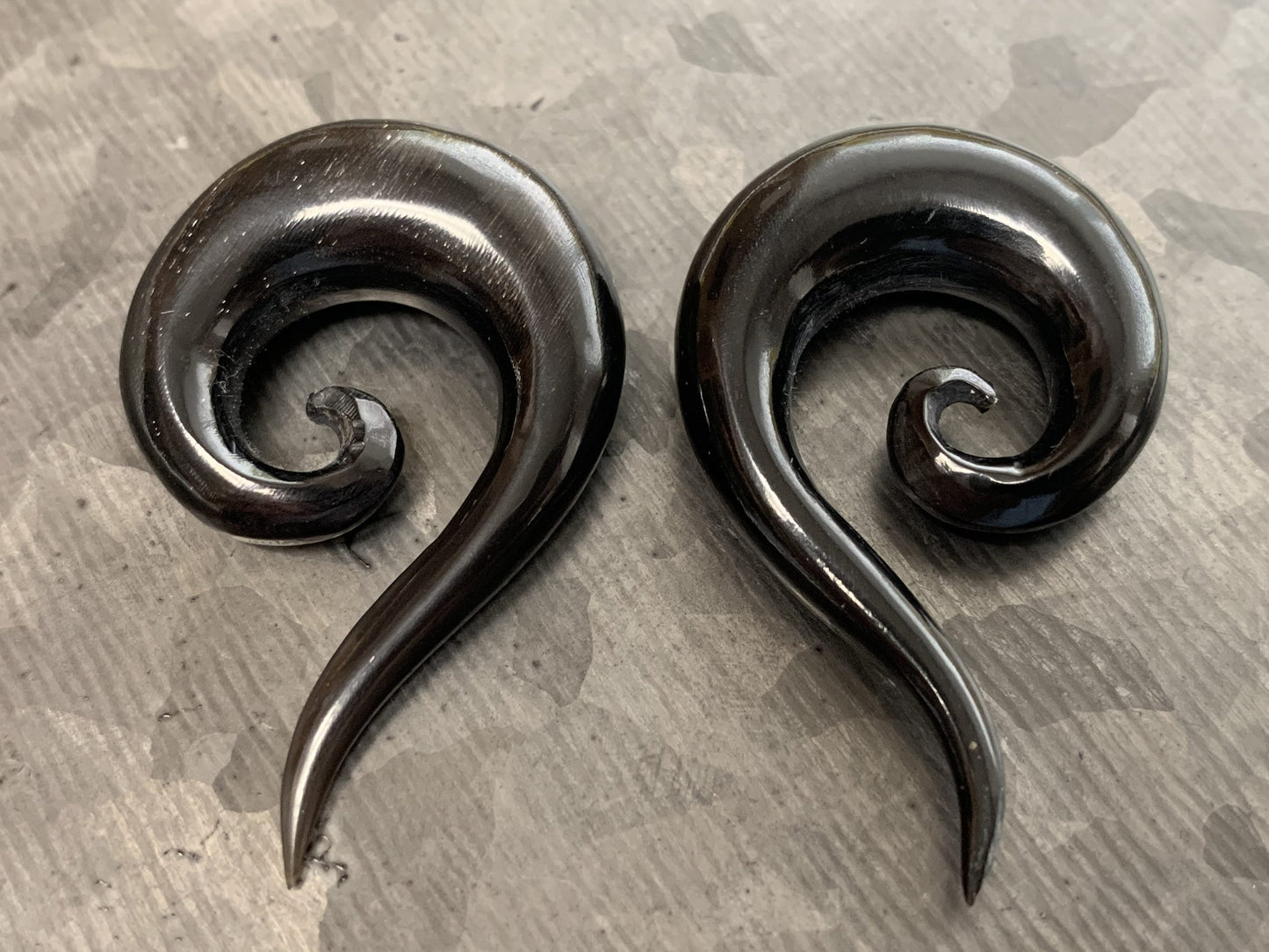 Pair of Unique Spiral Organic Buffalo Horn Tapers/Plugs - Gauges 6g (4mm) up to 00g (10mm) available!