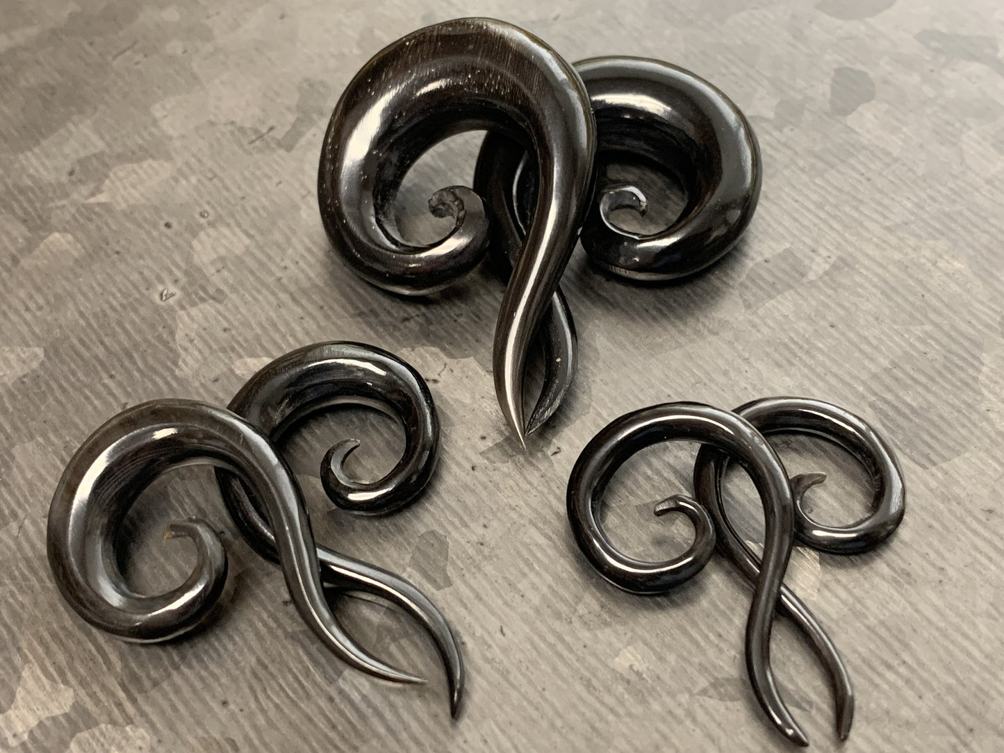 Pair of Unique Spiral Organic Buffalo Horn Tapers/Plugs - Gauges 6g (4mm) up to 00g (10mm) available!