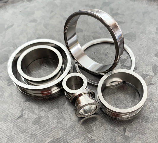 PAIR of Beautiful 316L Steel Screw Fit Tunnels/Plugs - Gauges 16g (1.3mm) thru 40mm available!