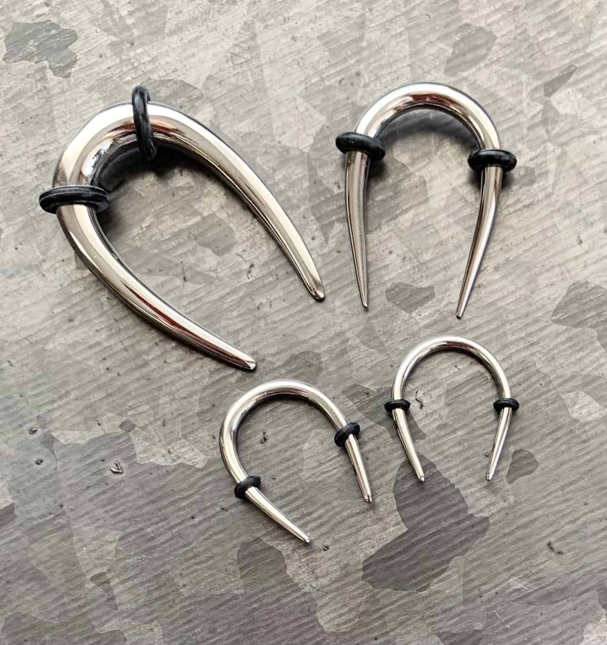 PAIR of Stunning 316L Surgical Steel Buffalo Hanging Tapers Expanders with O-Rings - Gauges 14g (1.6mm) and 12g (2.05mm) available!
