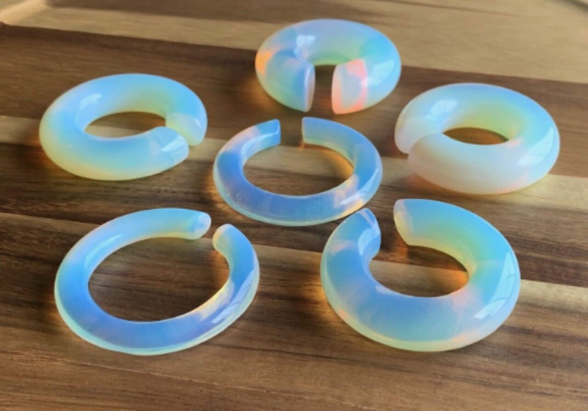 1 Piece of Unique Opalite Stone Hoops Ear Weight Hanging Plugs - Gauges 2g (6mm) up to 5/8" (16mm) available!