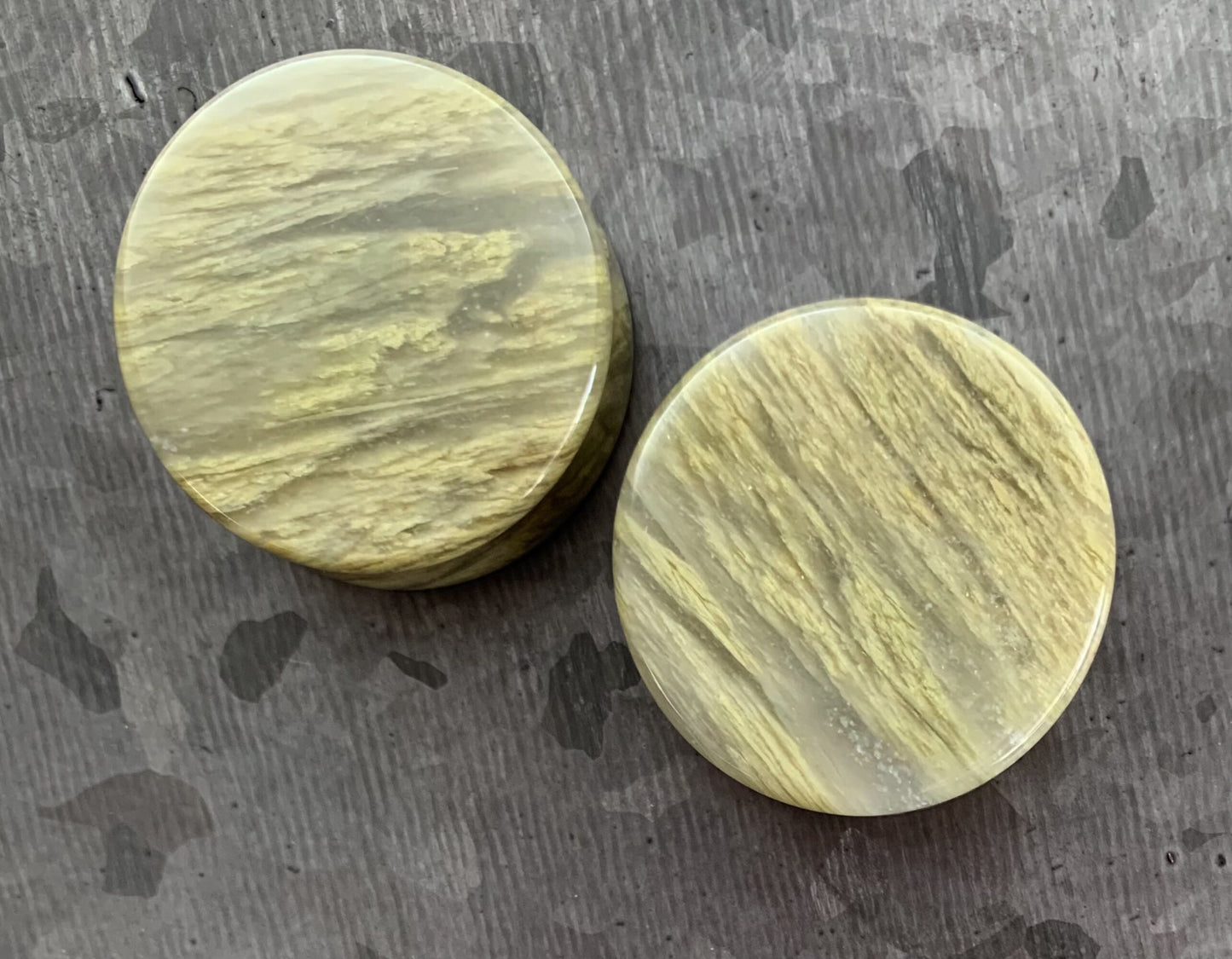 PAIR of Beautiful Green Jasper Organic Stone Double Flare Stone Plugs/Tunnels - Gauges 2g (6mm) up to 1&1/4" (32mm) available!