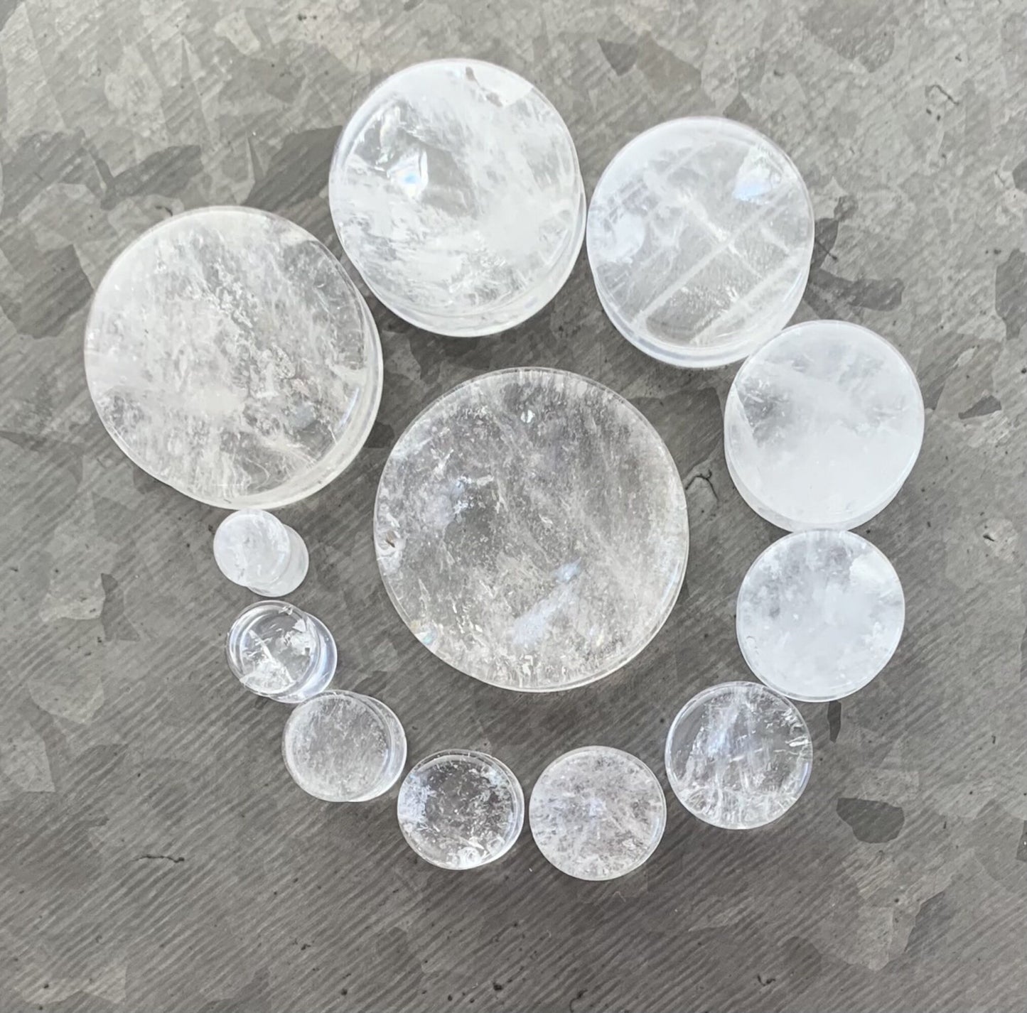 PAIR of Stunning Clear Quartz Natural Organic Stone Double Flare Plugs - Gauges 2g (6.5mm) thru 1&1/4" (32mm) available!