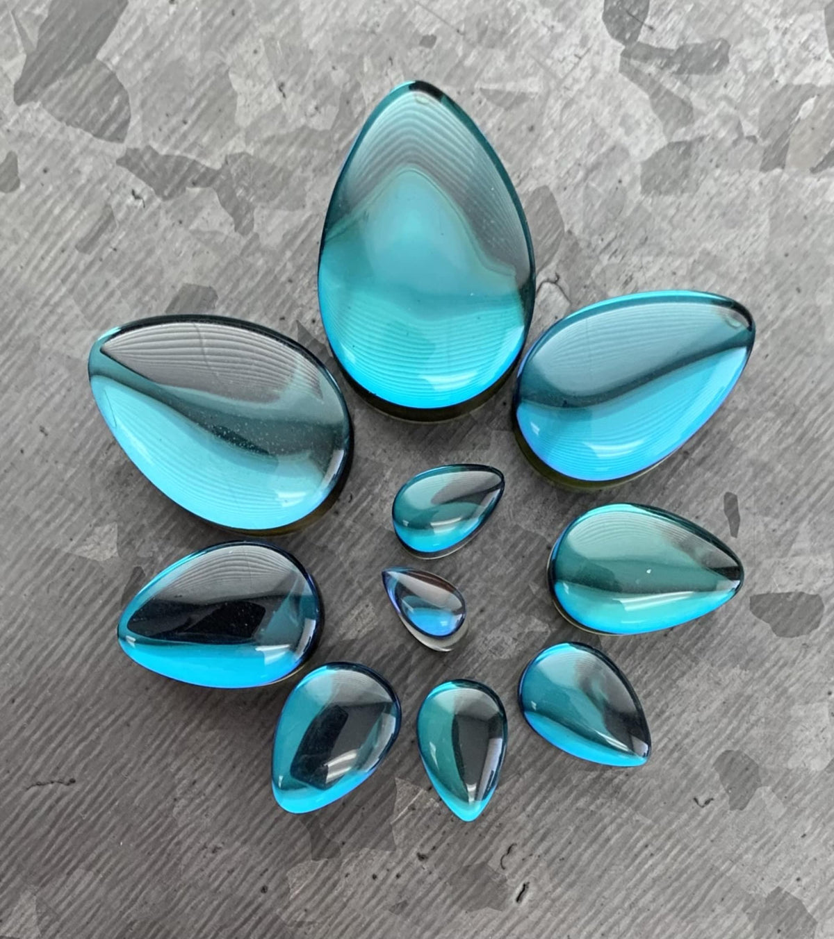 PAIR of Unique Midnight Moonstone Iridescent Double Flare Glass Teardrop Plugs - Gauges 2g (6mm) thru 1" (25mm) available!