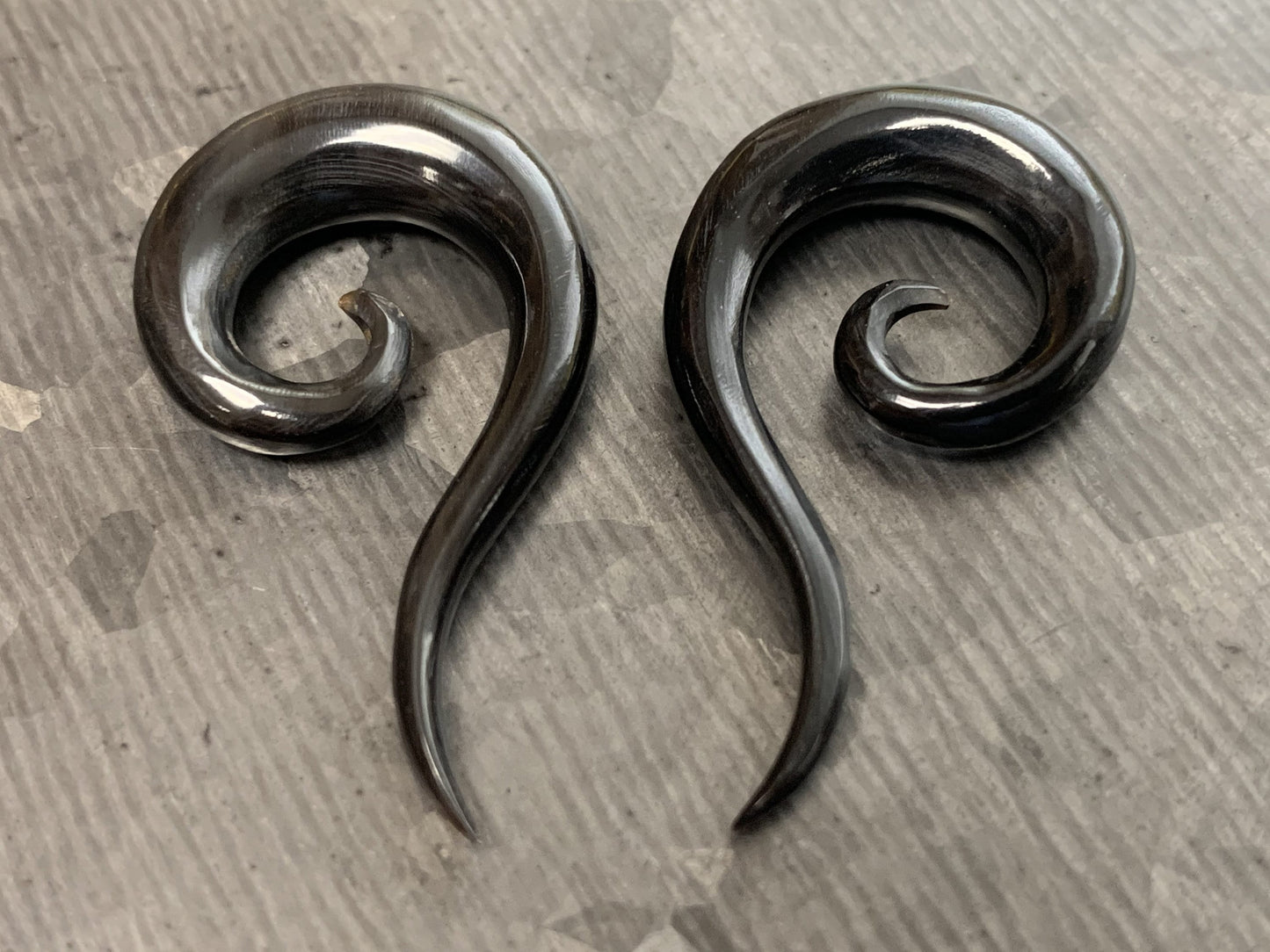 Pair of Unique Spiral Organic Buffalo Horn Tapers/Plugs - Gauges 6g (4mm) up to 00g (10mm) available!