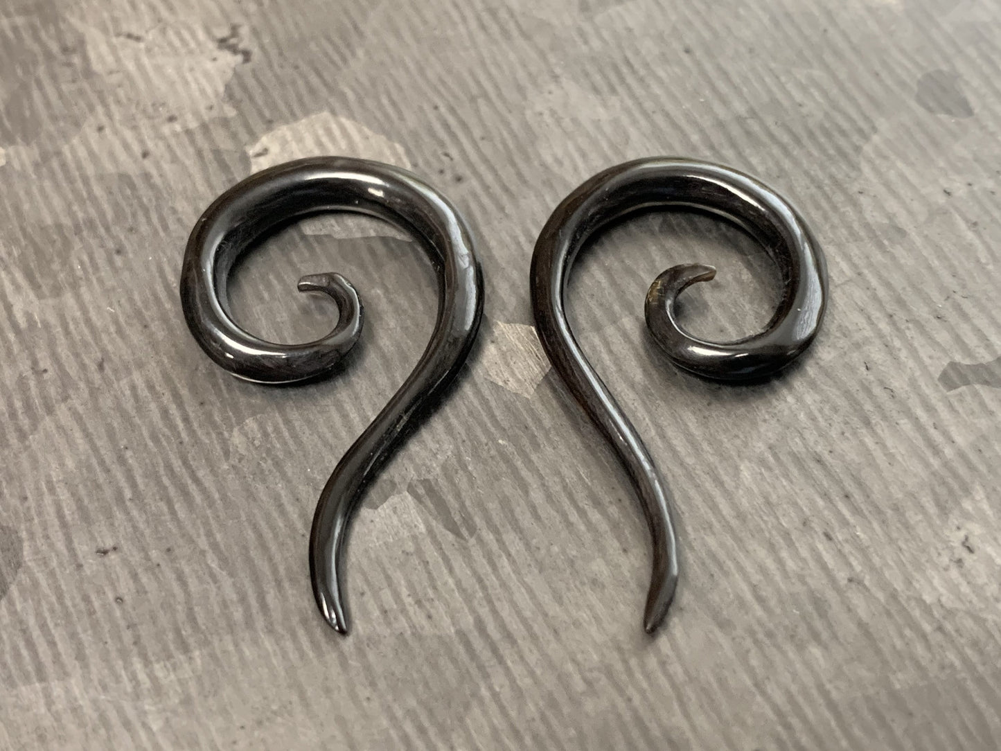 Pair of Unique Spiral Organic Buffalo Horn Tapers/Plugs - Gauges 6g (4mm) up to 00g (10mm) available!