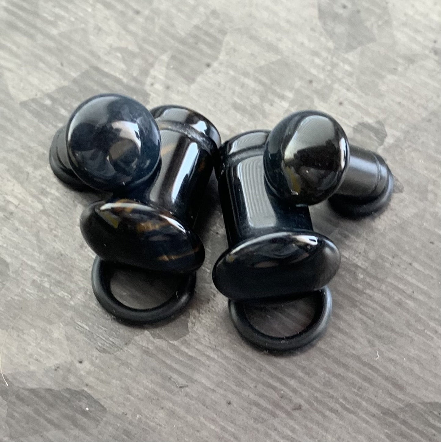 PAIR of Beautiful Blue Tiger Eye Single Flare Organic Stone Plugs with O-Rings - Gauges 4g (5mm) up to 5/8" (16mm) available!