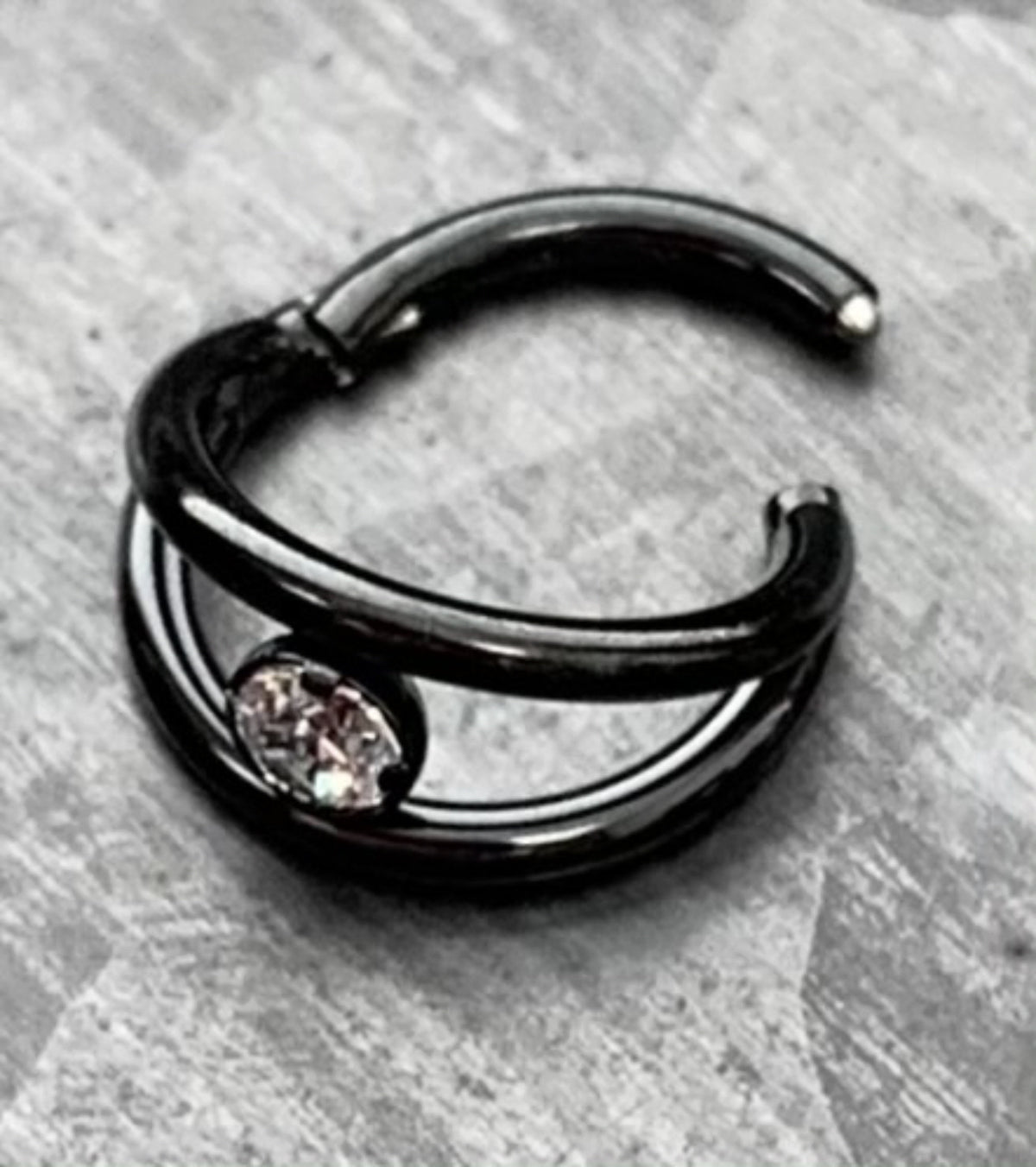 1 Piece Stunning Double Hoop Surgical Steel CZ Gem Hinged Segment Ring - 16g , 8mm - Can be used for Septum, Helix & Daith!