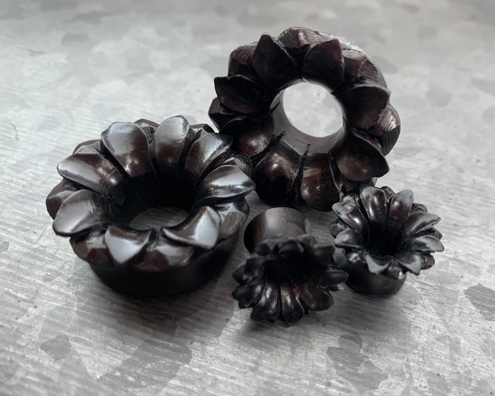 PAIR of Beautiful Lotus Flower Organic Areng Wood Plugs - Gauges 0g (8mm) thru 1" (25mm) available!