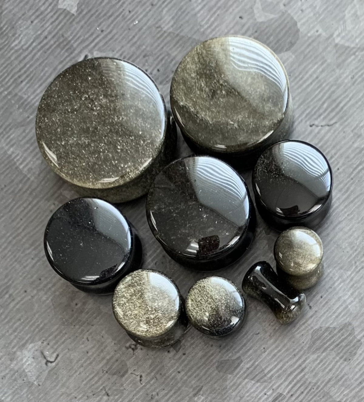 PAIR of Stunning Golden Obsidian Organic Double Flare Stone Plugs - Gauges 2g (8mm) up thru 1" (25mm) available!