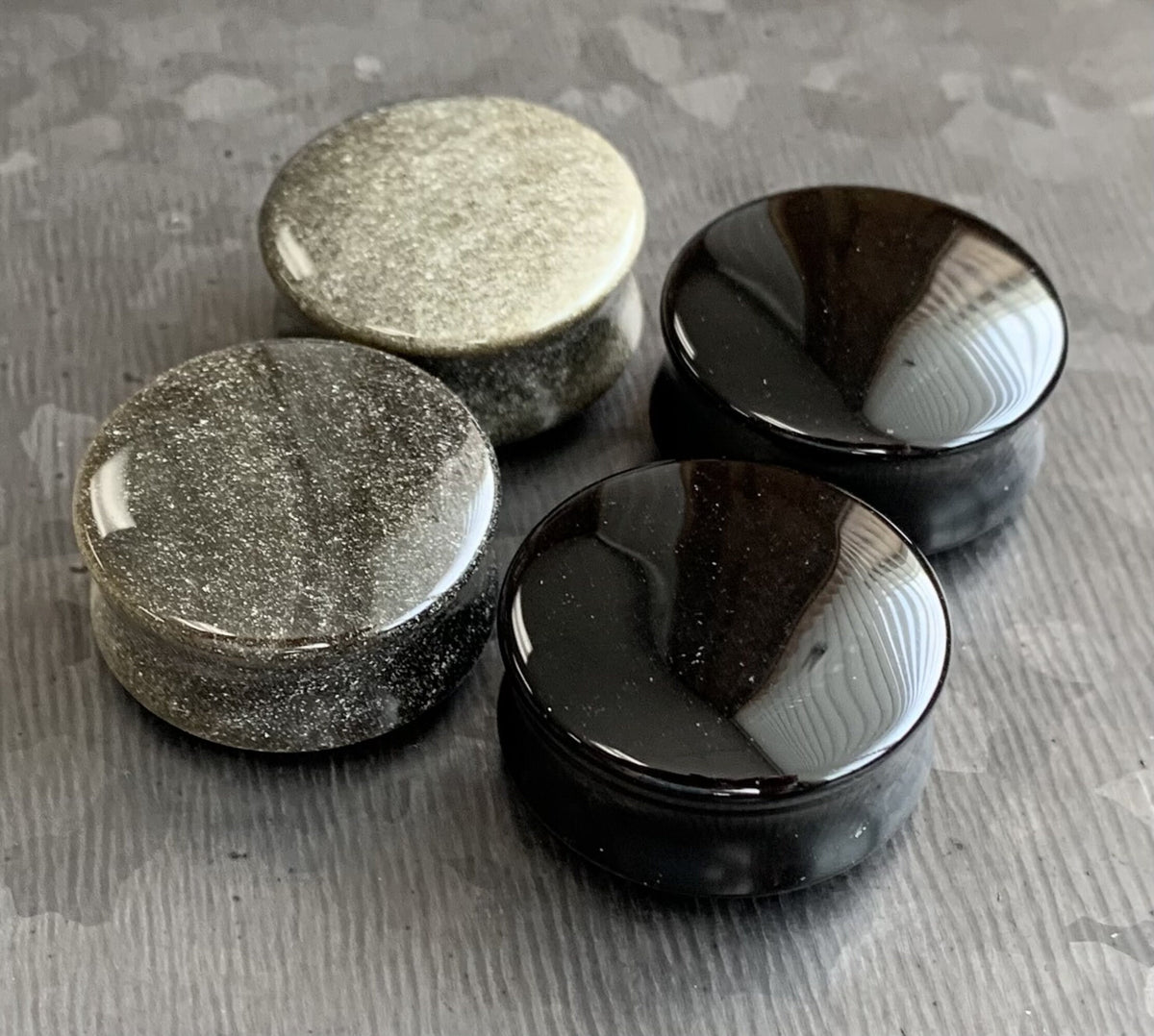 PAIR of Stunning Golden Obsidian Organic Double Flare Stone Plugs - Gauges 2g (8mm) up thru 1" (25mm) available!