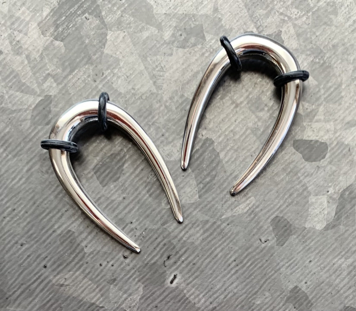 PAIR of Stunning 316L Surgical Steel Buffalo Hanging Tapers Expanders with O-Rings - Gauges 14g (1.6mm) and 12g (2.05mm) available!