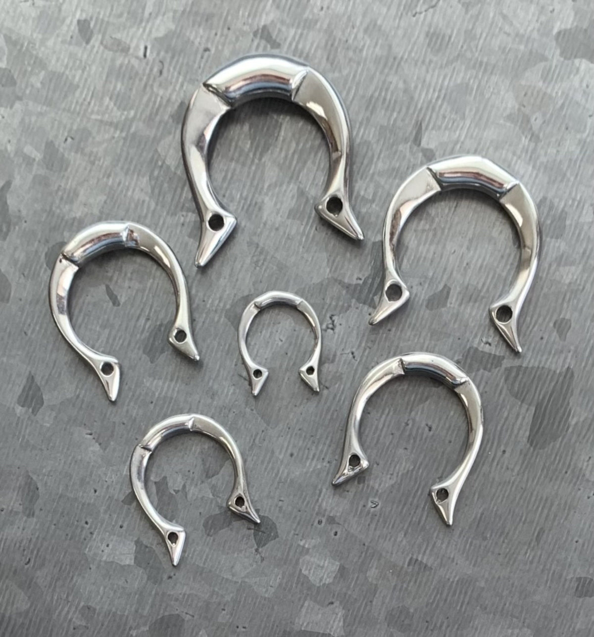 PAIR of Unique 316L Surgical Steel Tribal Fang Hanging Tapers Expanders - Gauges 10g (2.4mm) thru 0g (8mm) available!
