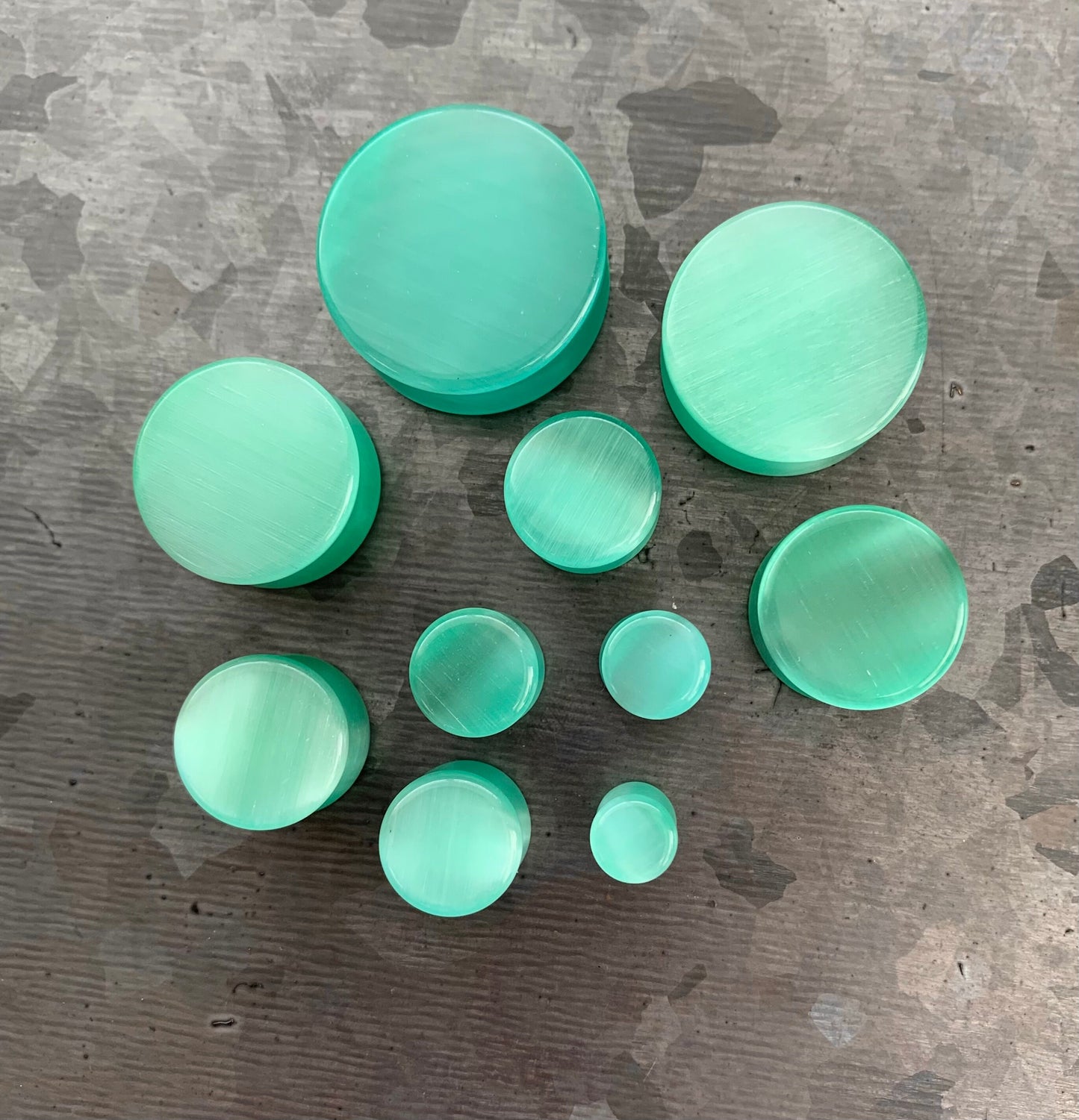 PAIR of Stunning Sea Foam Green Cat Eye Stone Plugs/Tunnels - Gauges 2g (6mm) up to 1" (25mm) available!