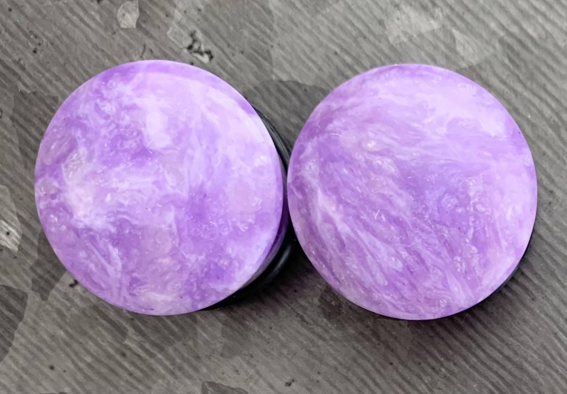 PAIR of Stunning Purple Howlite Single Flare Stone Plugs with O-Rings - Gauges 1/2" (12.5mm) up to 7/8" (22mm) available!