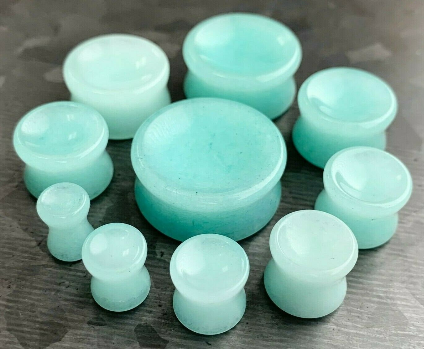 PAIR of Stunning Concave Amazonite Organic Stone Double Flare Plugs - Gauges 2g (6mm) up to 1" (25mm) available!