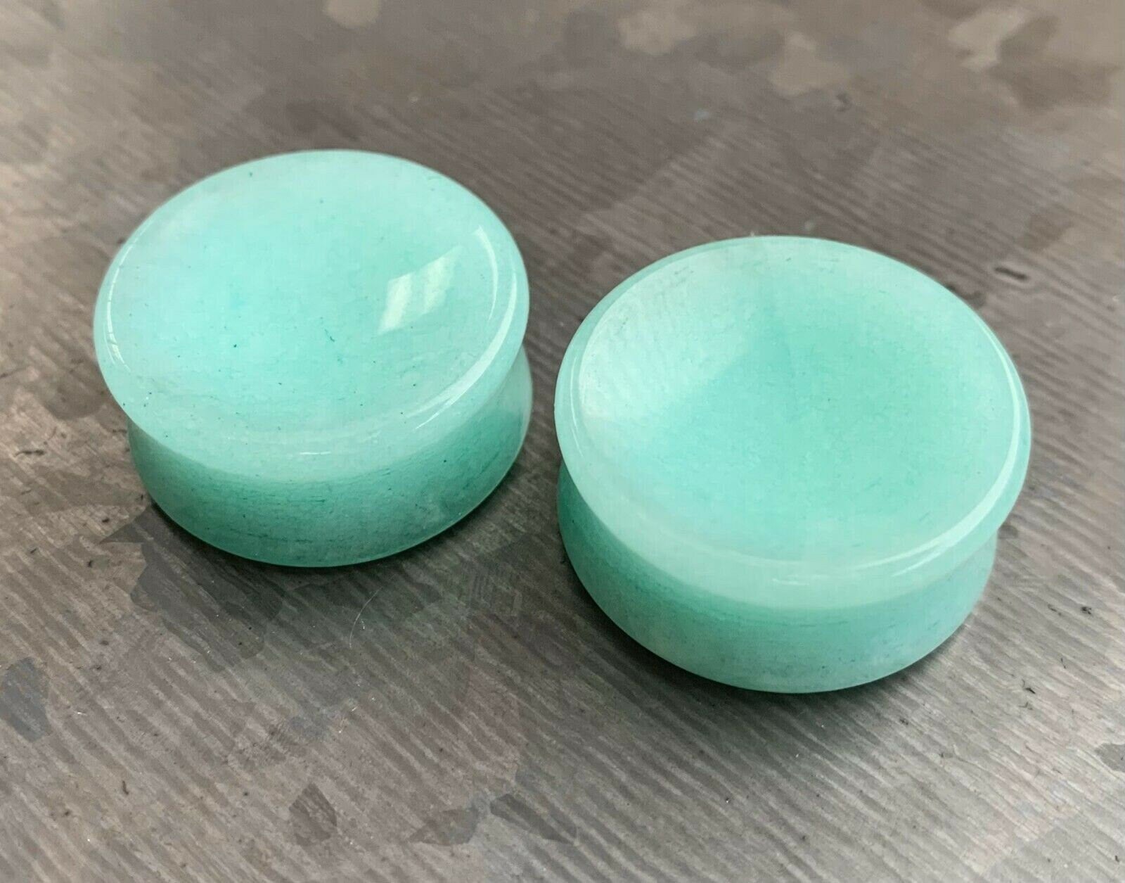 PAIR of Stunning Concave Amazonite Organic Stone Double Flare Plugs - Gauges 2g (6mm) up to 1" (25mm) available!