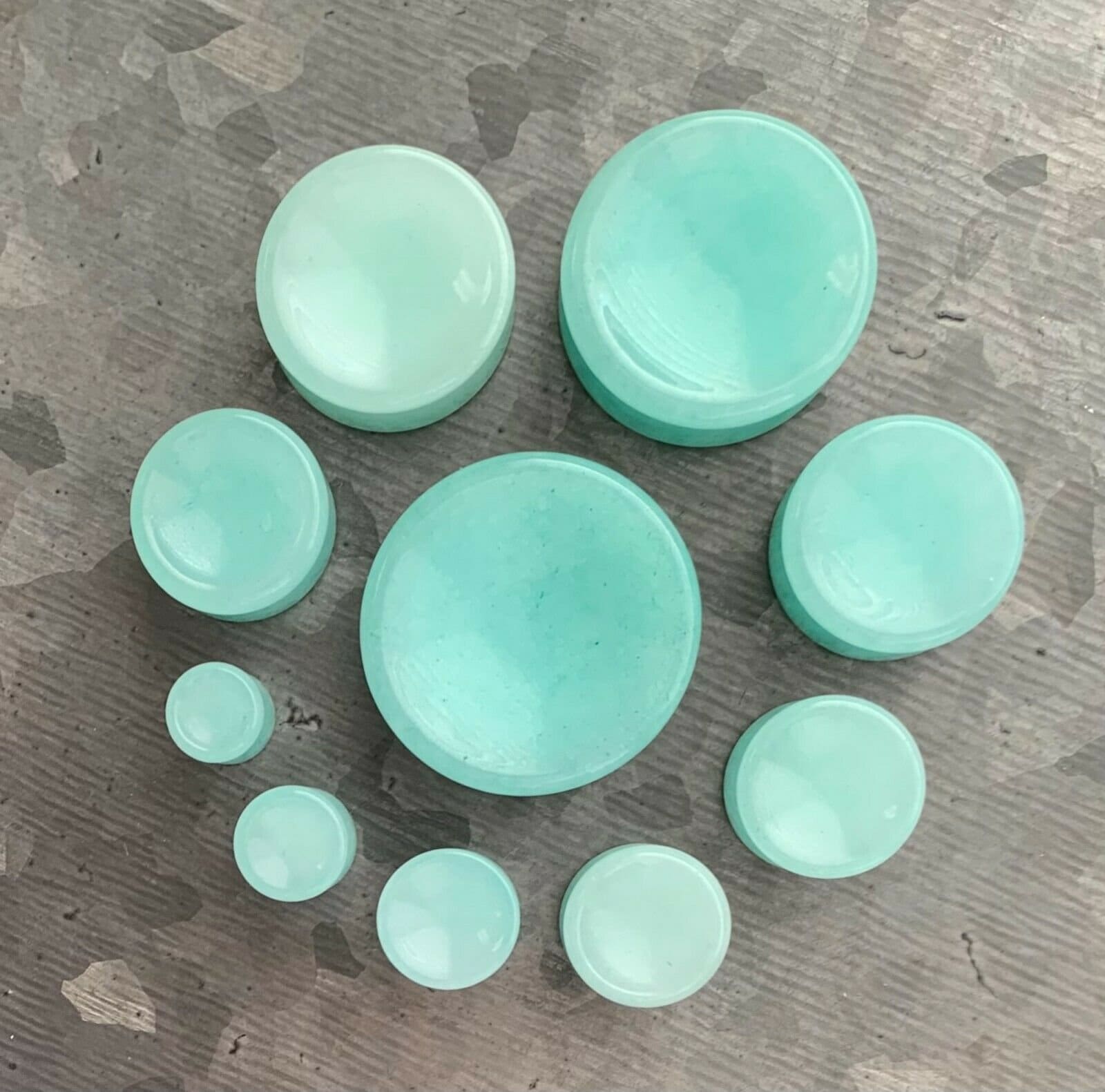 PAIR of Stunning Concave Amazonite Organic Stone Double Flare Plugs - Gauges 2g (6mm) up to 1" (25mm) available!