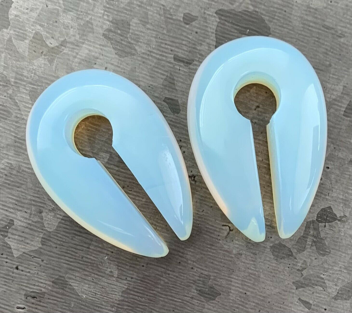 Pair of Stunning Opalite Keyhole Hanger Ear Weight Tunnels/Plugs - Gauge 0g (8mm) thru 5/16 (16mm) available!