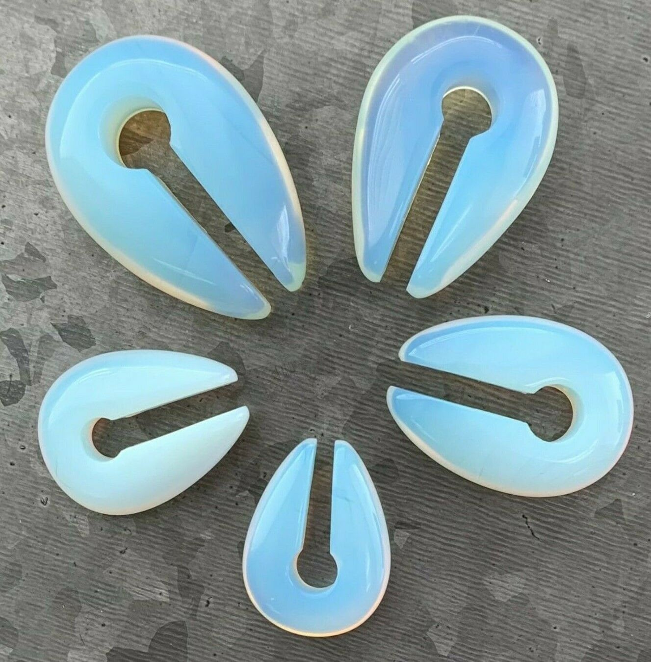 Pair of Stunning Opalite Keyhole Hanger Ear Weight Tunnels/Plugs - Gauge 0g (8mm) thru 5/16 (16mm) available!
