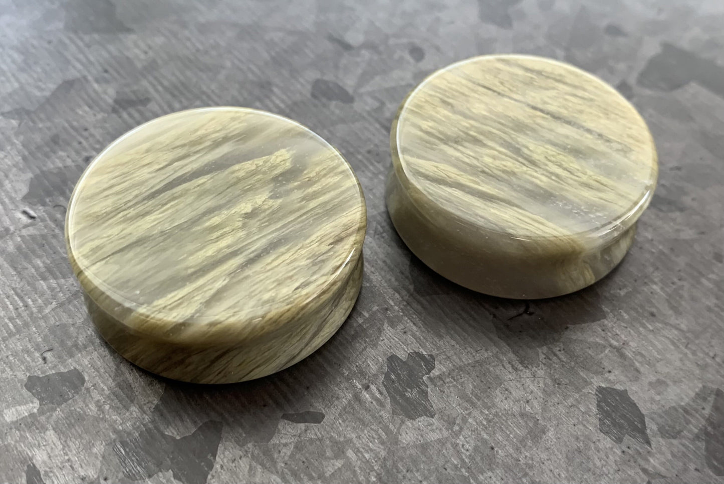 PAIR of Beautiful Green Jasper Organic Stone Double Flare Stone Plugs/Tunnels - Gauges 2g (6mm) up to 1&1/4" (32mm) available!