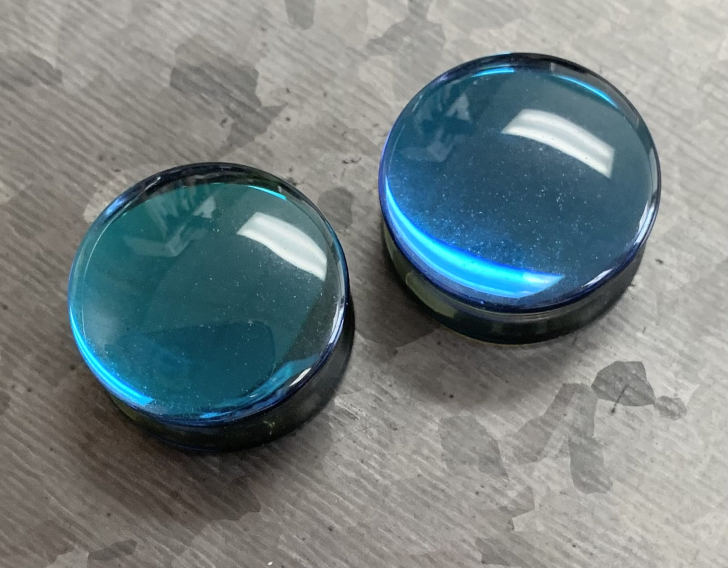 PAIR of Stunning Midnight Moonstone Iridescent Glass Double Flare Plugs - Gauges 2g (6.5mm) thru 32mm!