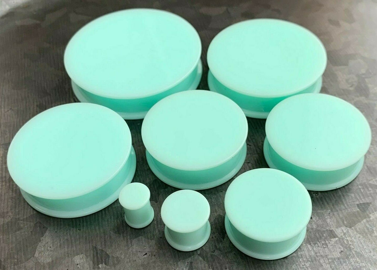 PAIR of Stunning Teal Solid Silicone Double Flare Plugs - Gauges 2g (6mm) up to 2" (51mm) available!