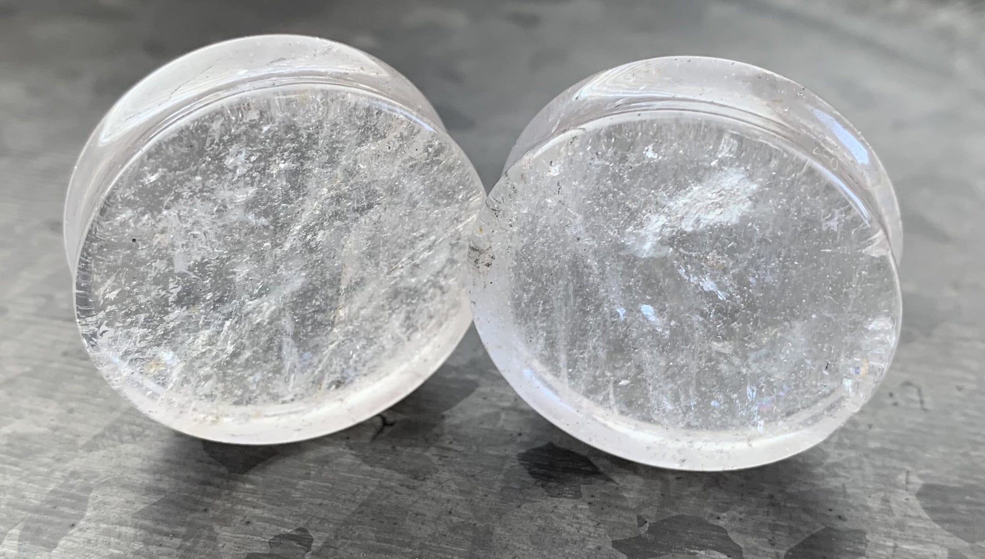 PAIR of Stunning Clear Quartz Natural Organic Stone Double Flare Plugs - Gauges 2g (6.5mm) thru 1&1/4" (32mm) available!