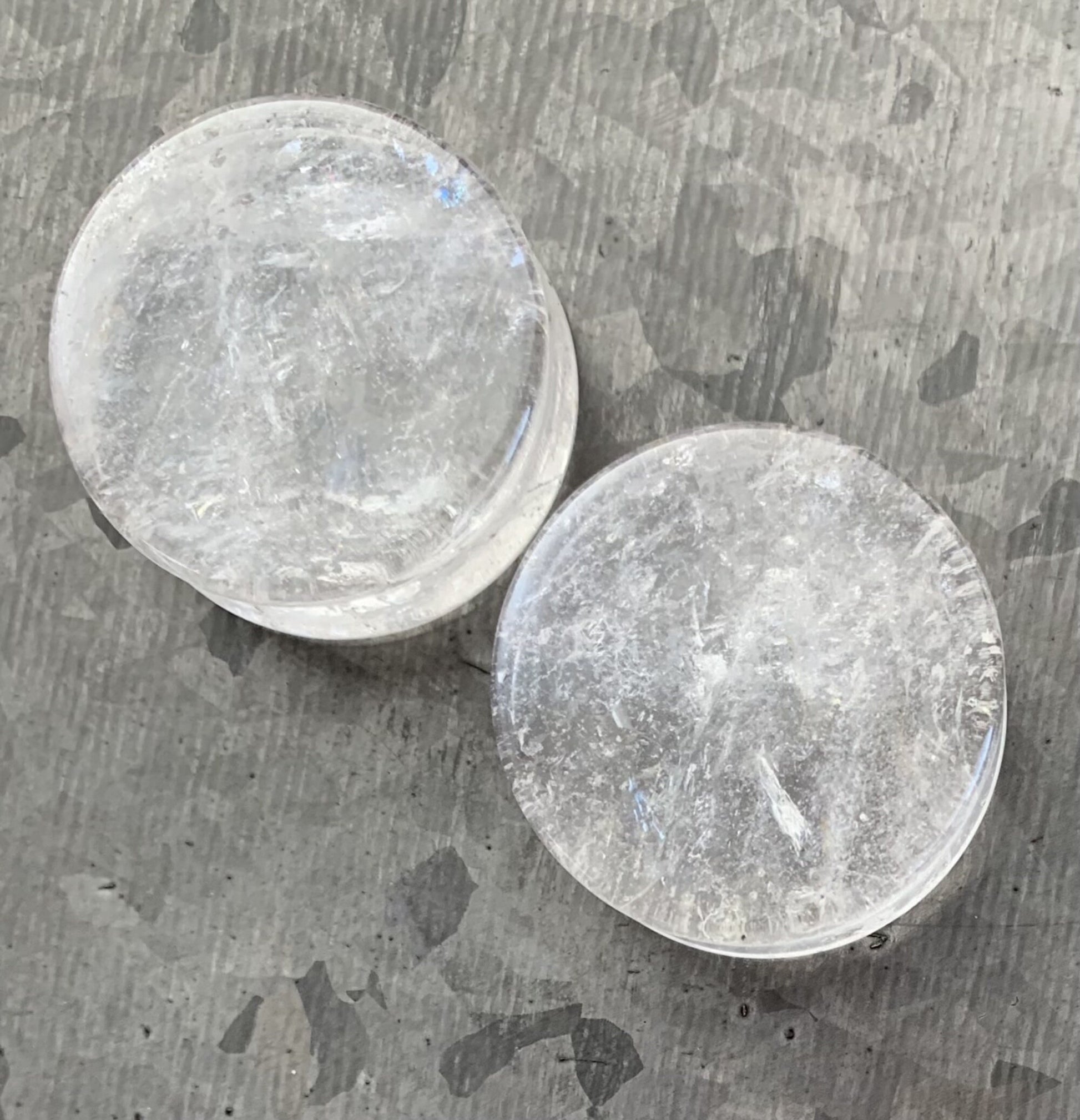 PAIR of Stunning Clear Quartz Natural Organic Stone Double Flare Plugs - Gauges 2g (6.5mm) thru 1&1/4" (32mm) available!