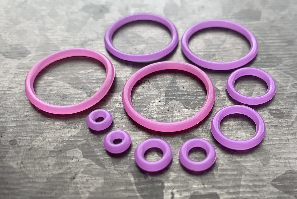 10 pack of Purple Replacement O-Rings Bands for Plugs or Tunnels - 13 more colors available!