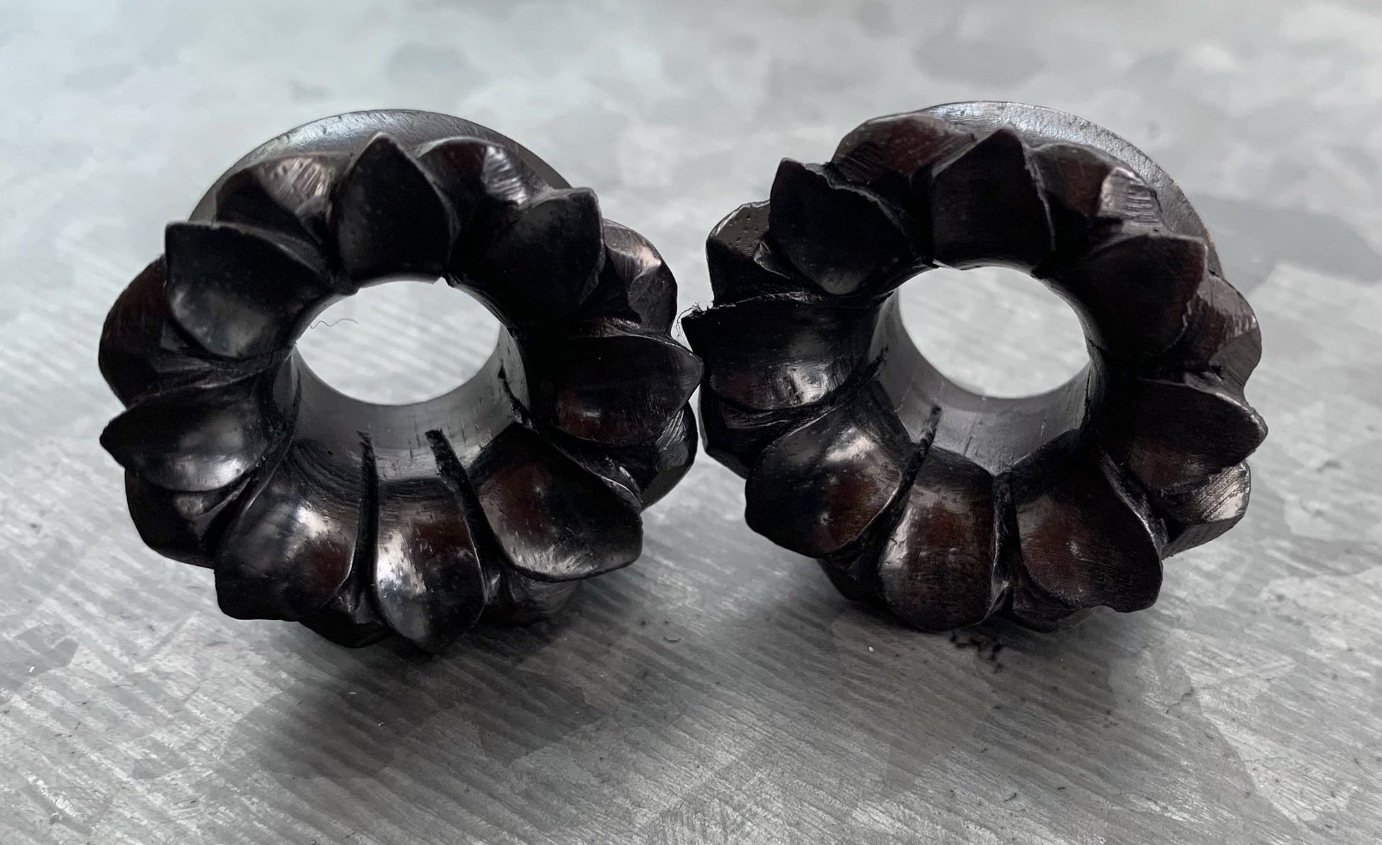 PAIR of Beautiful Lotus Flower Organic Areng Wood Plugs - Gauges 0g (8mm) thru 1" (25mm) available!