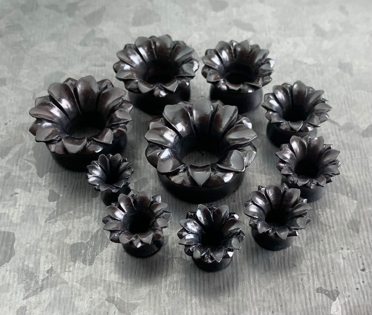 PAIR of Beautiful Lotus Flower Organic Areng Wood Plugs - Gauges 0g (8mm) thru 1" (25mm) available!