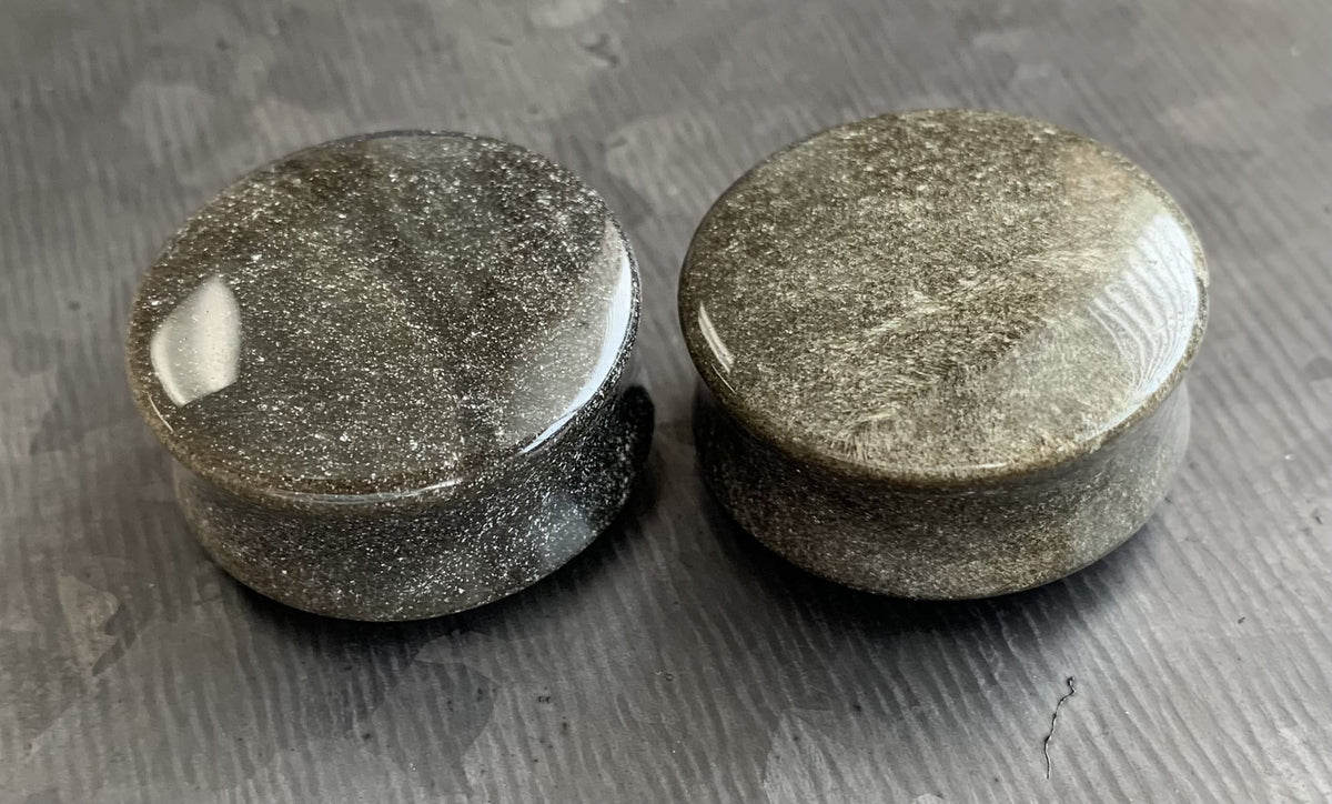 PAIR of Stunning Golden Obsidian Organic Double Flare Stone Plugs - Gauges 2g (8mm) up thru 1" (25mm) available!